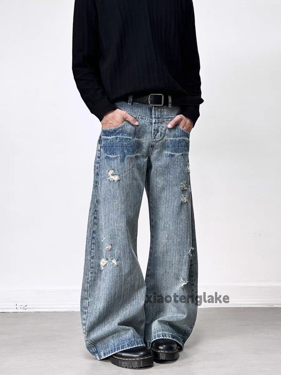 Jean Custom washed faded punk grunge hiphop baggy jeans Size US 30 / EU 46 - 3 Thumbnail