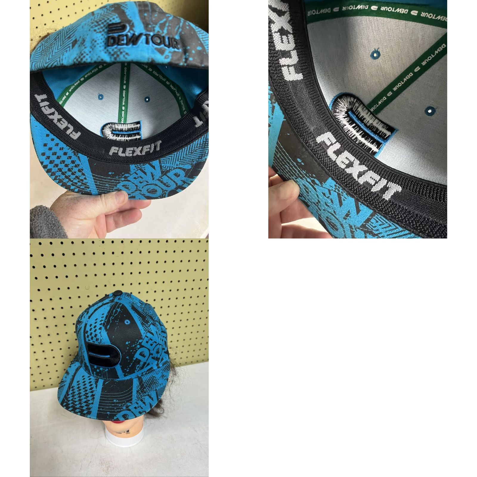 Vintage Dew Tour Hat Cap L/XL Flexfit Unisex Adults Green/Black Logo DEW TOUR / Hat/CAP Games 2000s? Size ONE SIZE - 8 Thumbnail