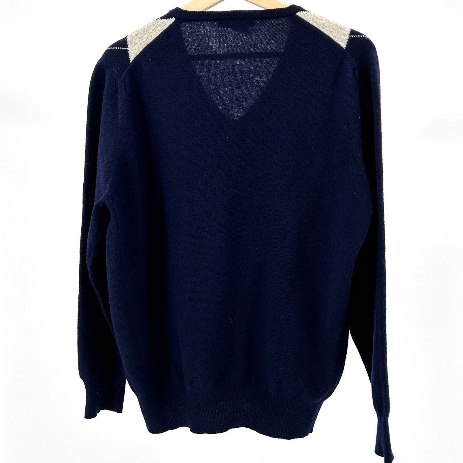 Vintage 70s Rodin Navy Blue Red Argyle Wool V-Neck Pullover Sweater Size US L / EU 52-54 / 3 - 3 Thumbnail