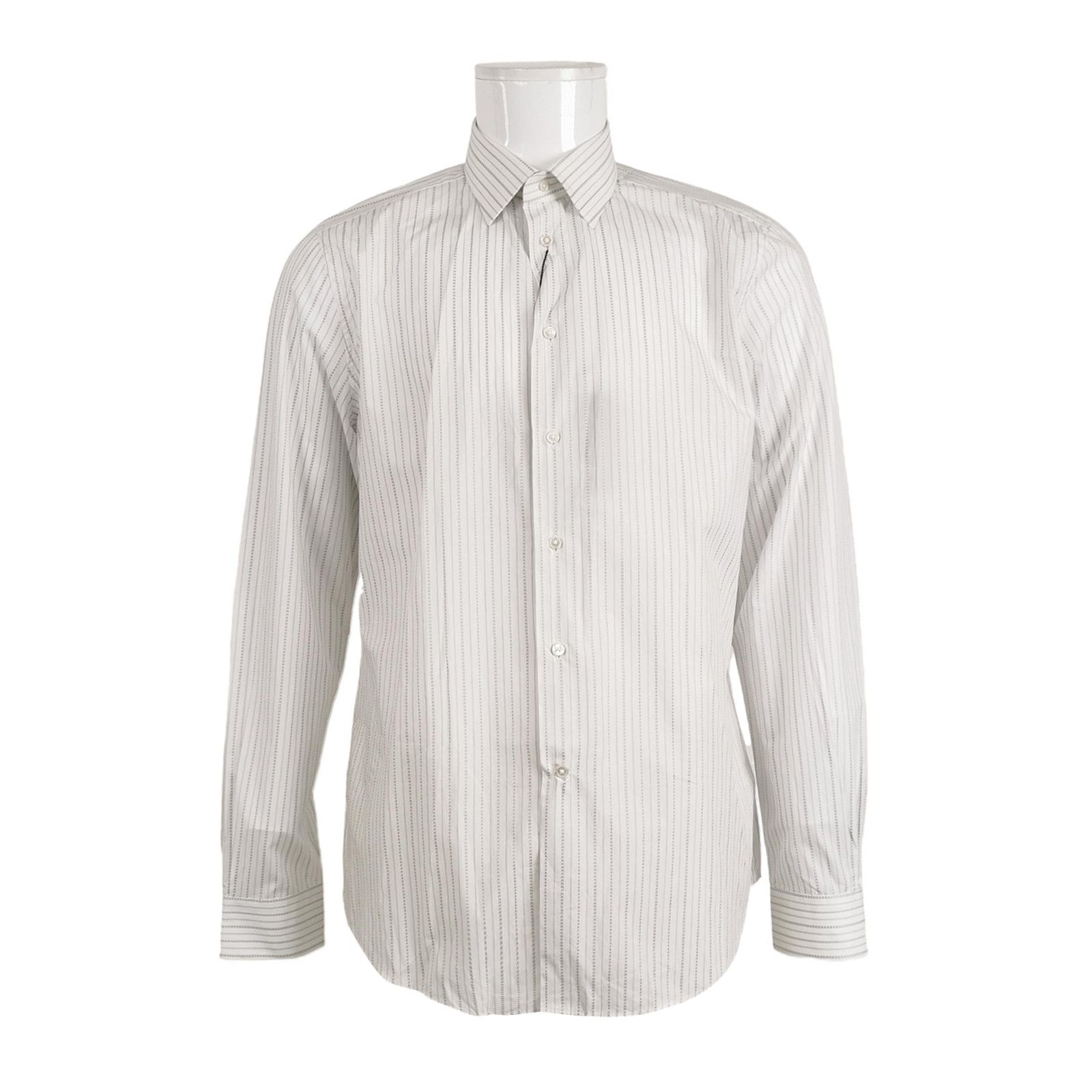 Striped Long-Sleeve Button-Up Shirt M