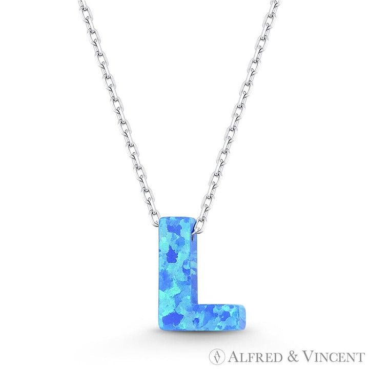Other Blue Lab Opal Initial "L" Pendant Anchor Chain Necklace Size ONE SIZE - 1 Preview
