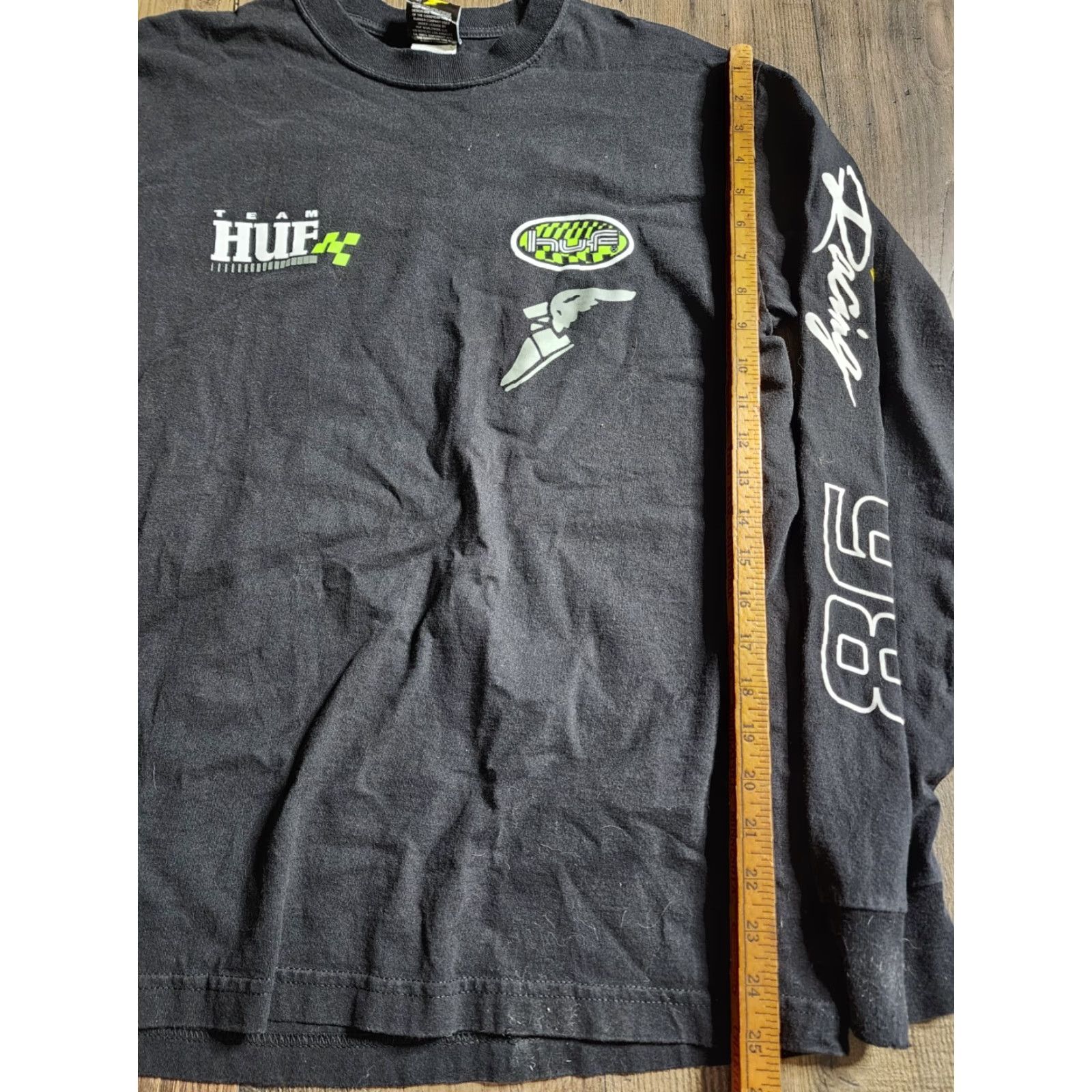 Huf HUF X Goodyear Racing Performance Long Sleeved T Shirt Double Sided Mens M Black 100% Cotton Knit Crew Neck Graphic Tee Sports All Seasons Size US M / EU 48-50 / 2 - 4 Thumbnail