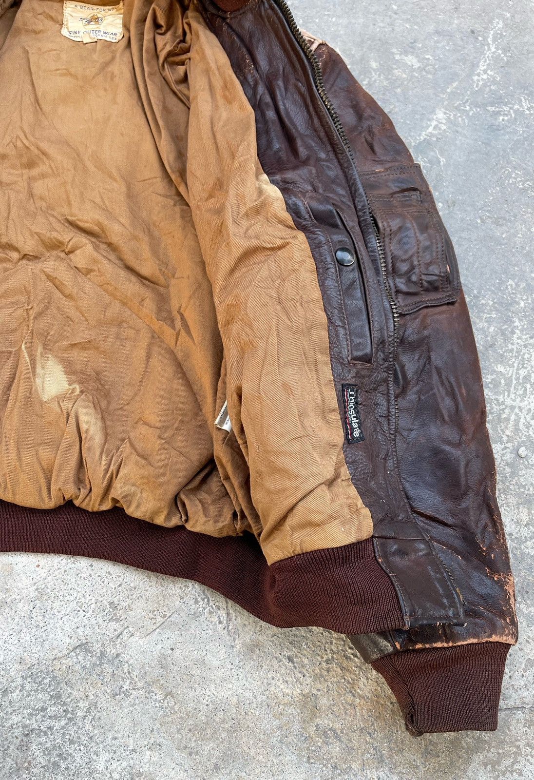 Golden Bear 🔥Vintage Golden Bear Genuine Leather Flight Bomber Jacket Size US M / EU 48-50 / 2 - 15 Thumbnail