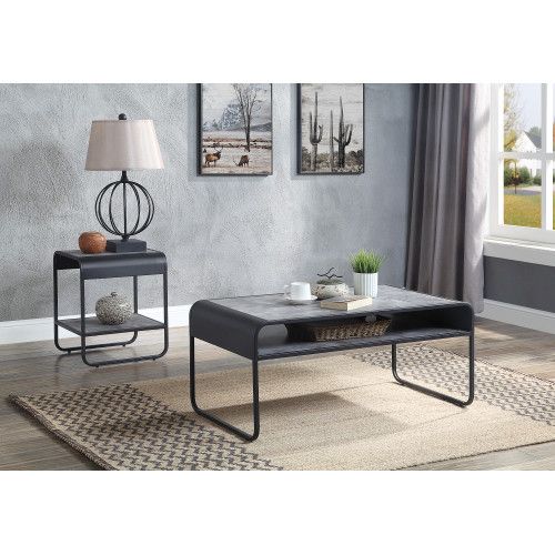 Designer × Homemade ACME Raziela End Table, Concrete Gray & Black Finish LV01146 Size US L / EU 52-54 / 3 - 2 Thumbnail