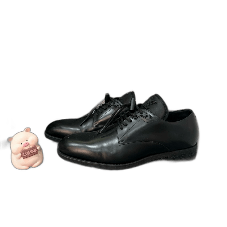 Louis Vuitton Men's Black Leather Dress Shoes-2506 Shoes (Size 9)
