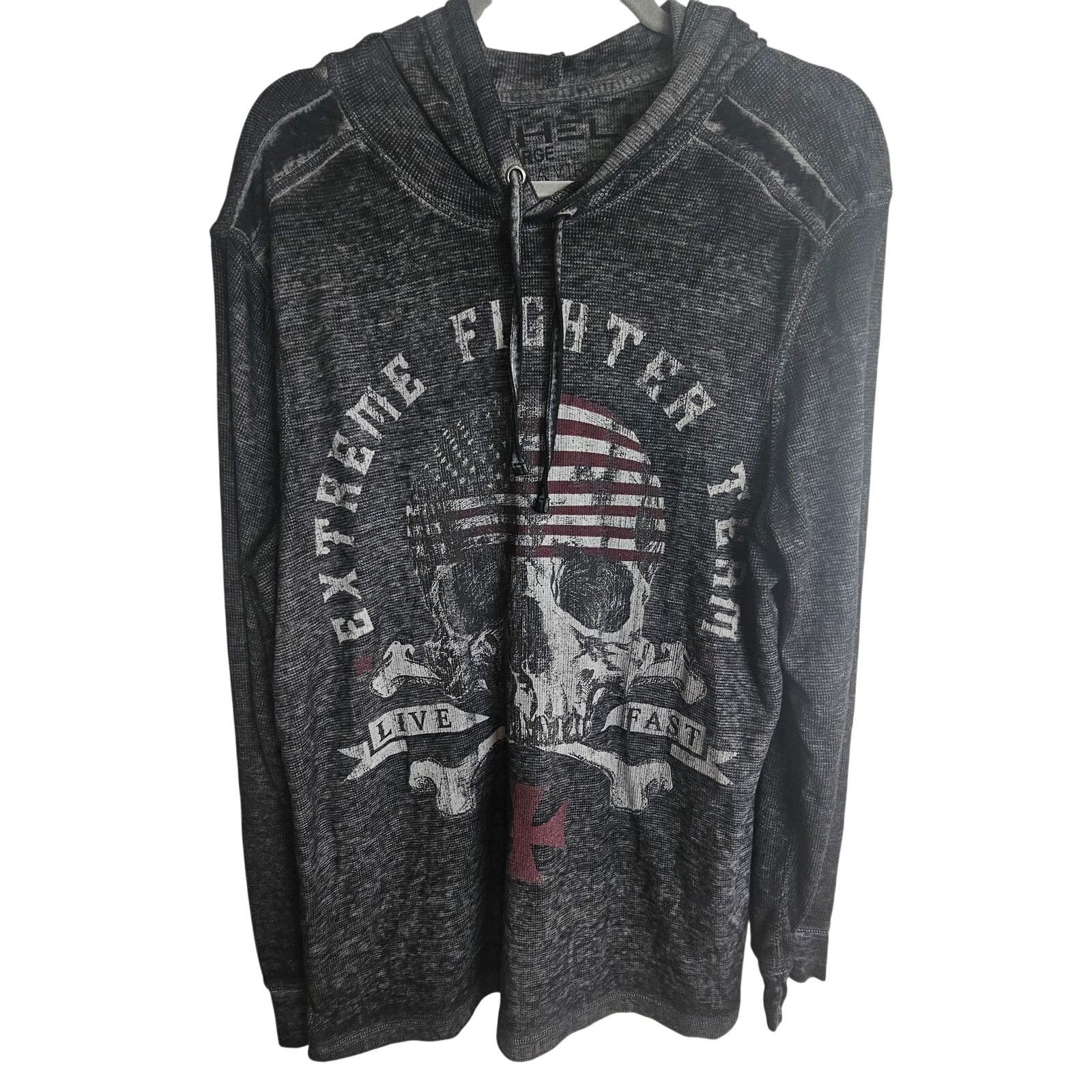 Helix Helix Mens Shirt Skull Hooded Grunge Y2K Exreme Fighter XXL Size US XXL / EU 58 / 5 - 1 Thumbnail