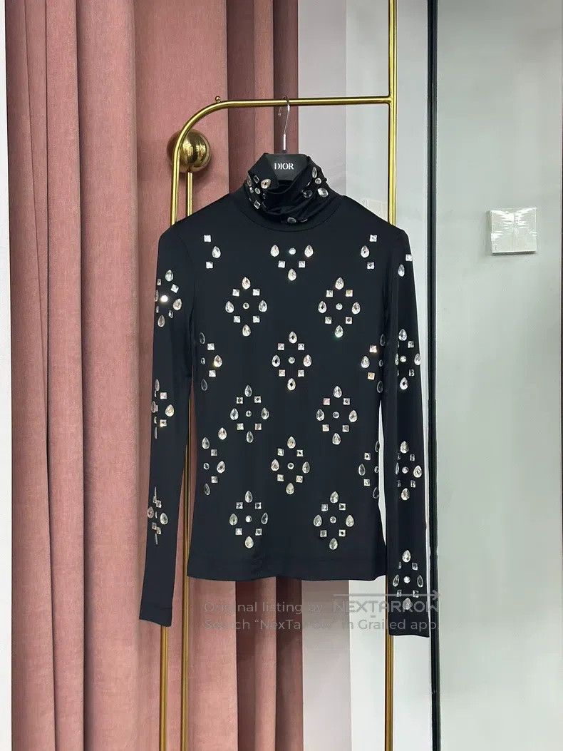 Other Dries Van Noten Black rhinestone base layer long-sleeved t Size S / US 4 / IT 40 - 1 Thumbnail