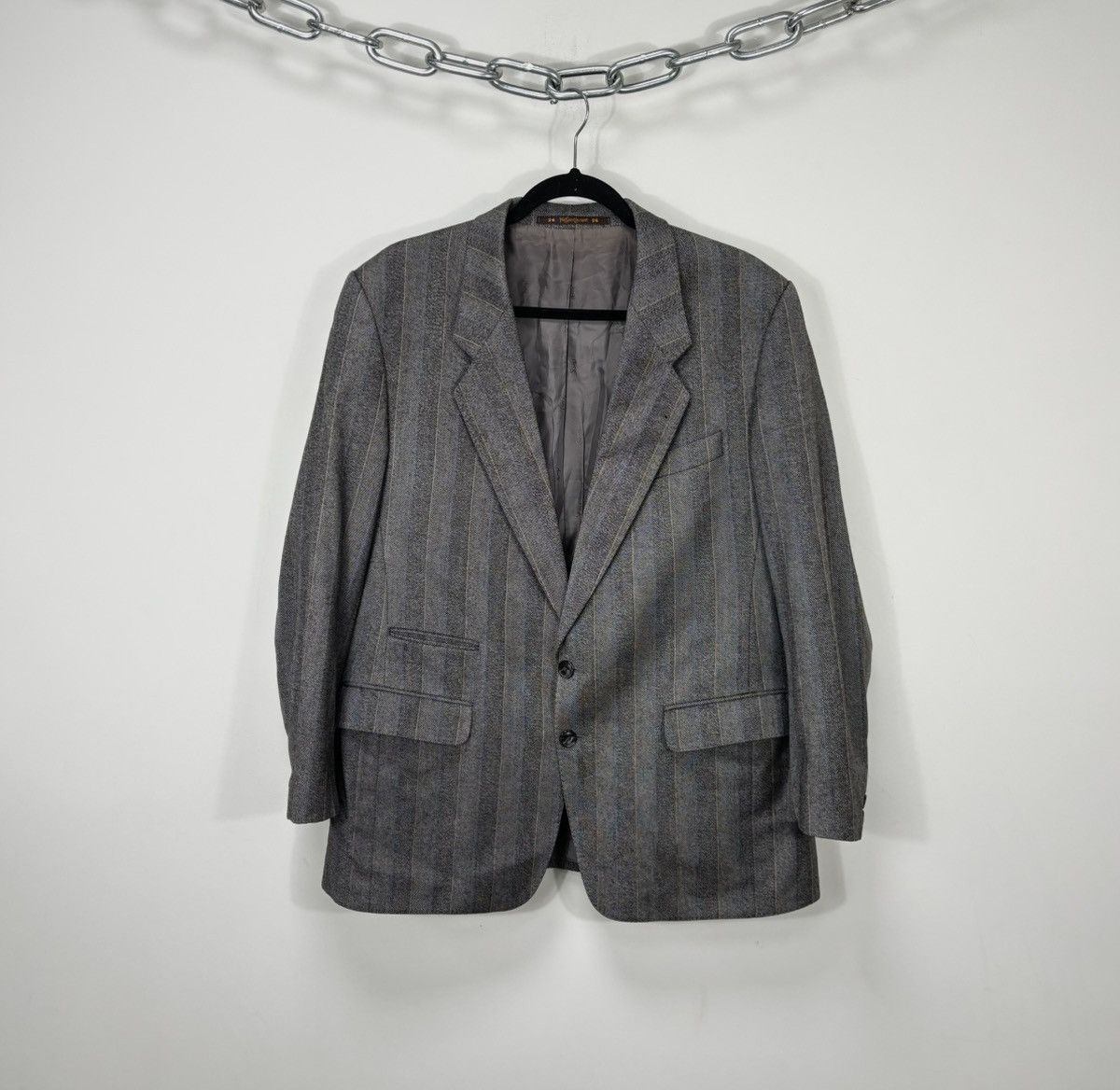 Vintage Vintage Yves Saint Laurent Striped Formal Luxury Wool Blazer Size 44R - 1 Thumbnail