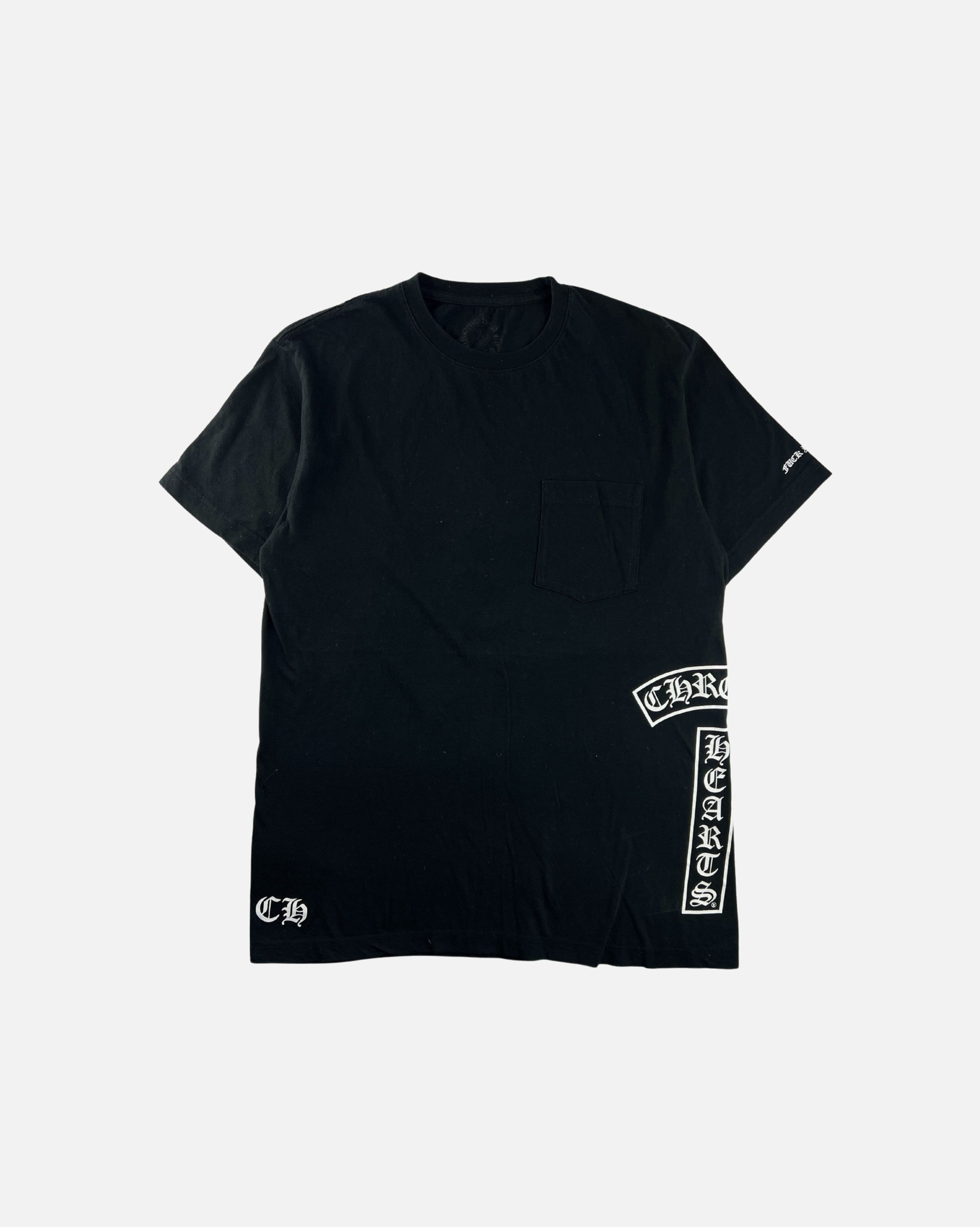 image of Chrome Hearts Black Fuck You Sleeve T-Shirt, Men's (Size Large)