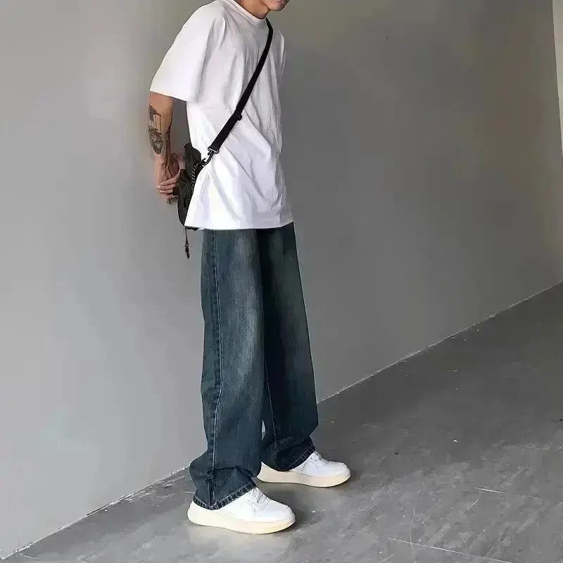 Japanese Brand Retro wide leg casual versatile loose fitting jeans Size US 32 / EU 48 - 4 Thumbnail