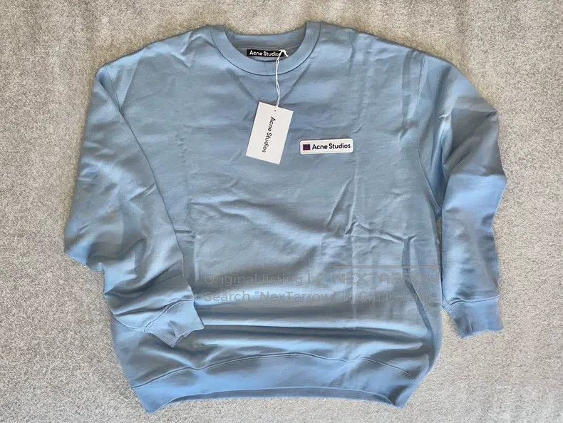 Acne Studios Acne Studios Haze Blue Square Face Logo Fleece Crewneck Ho Size US L / EU 52-54 / 3 - 1 Thumbnail