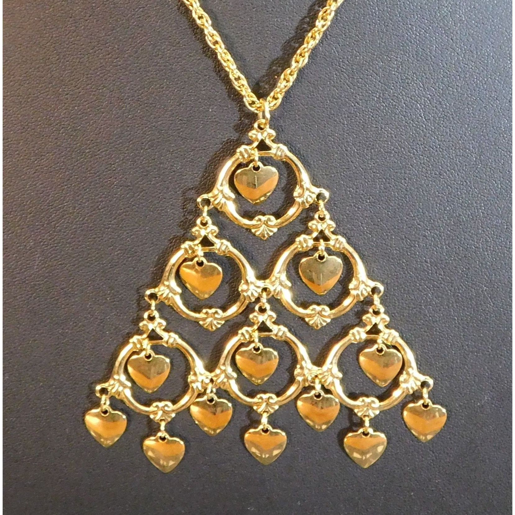 Other Vintage Heart Chandelier Triangle Necklace Size ONE SIZE - 1 Thumbnail