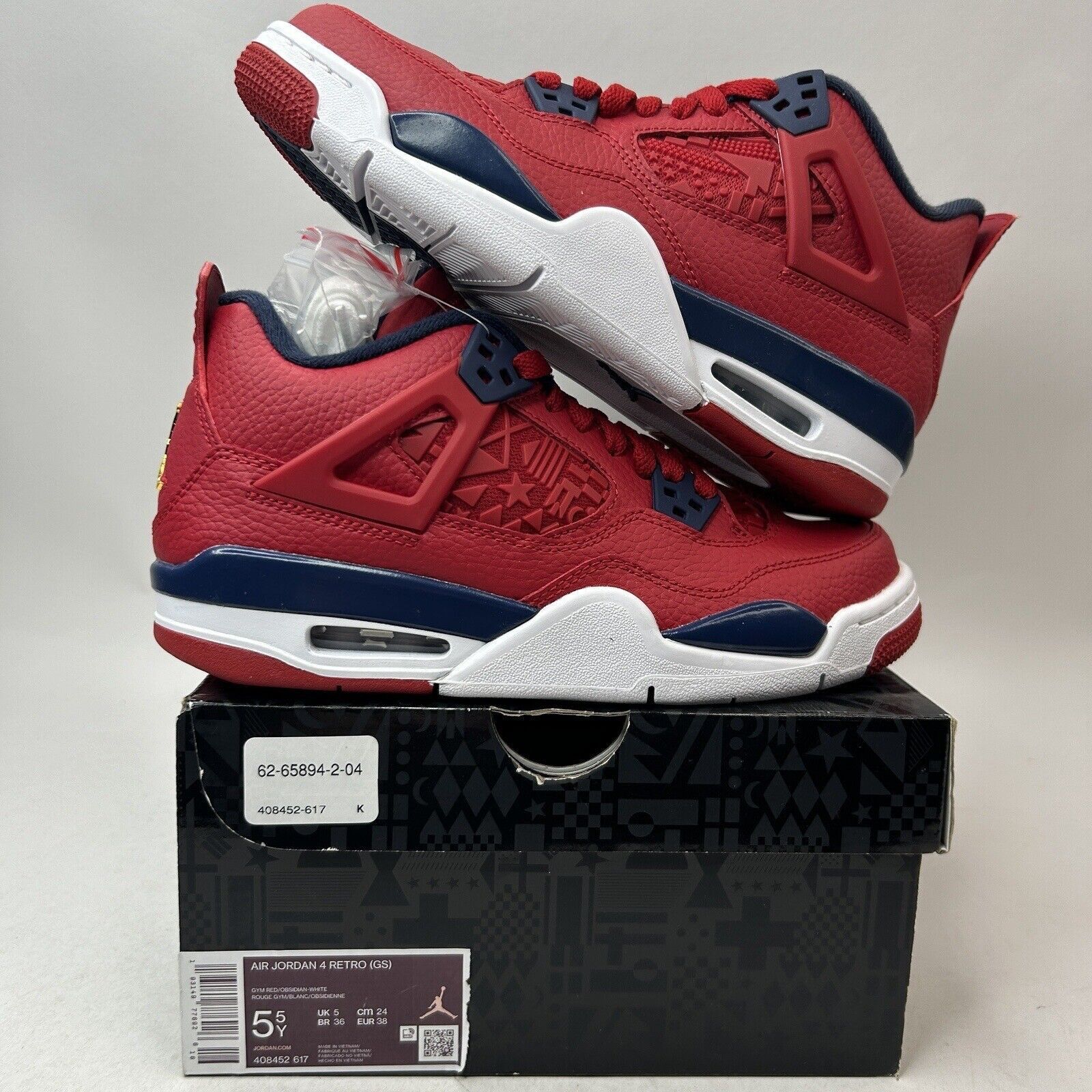Nike Nike Air Jordan 4 Retro GS “FIBA/Gym Red” 2023 Size US 7 / IT 37 - 1 Thumbnail