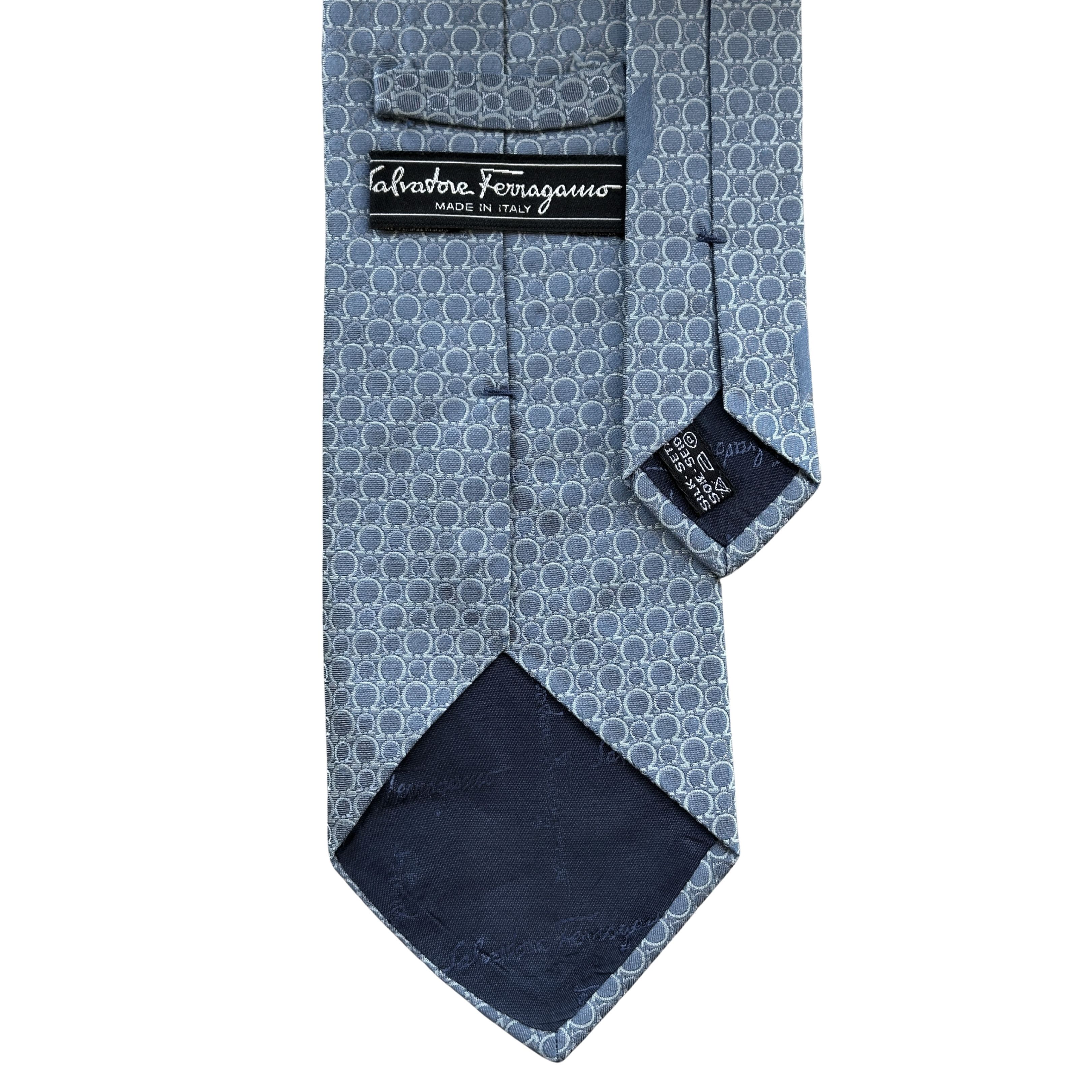 Salvatore Ferragamo Tie Silk Horseshoe Pattern on Light Blue Size ONE SIZE - 2 Thumbnail