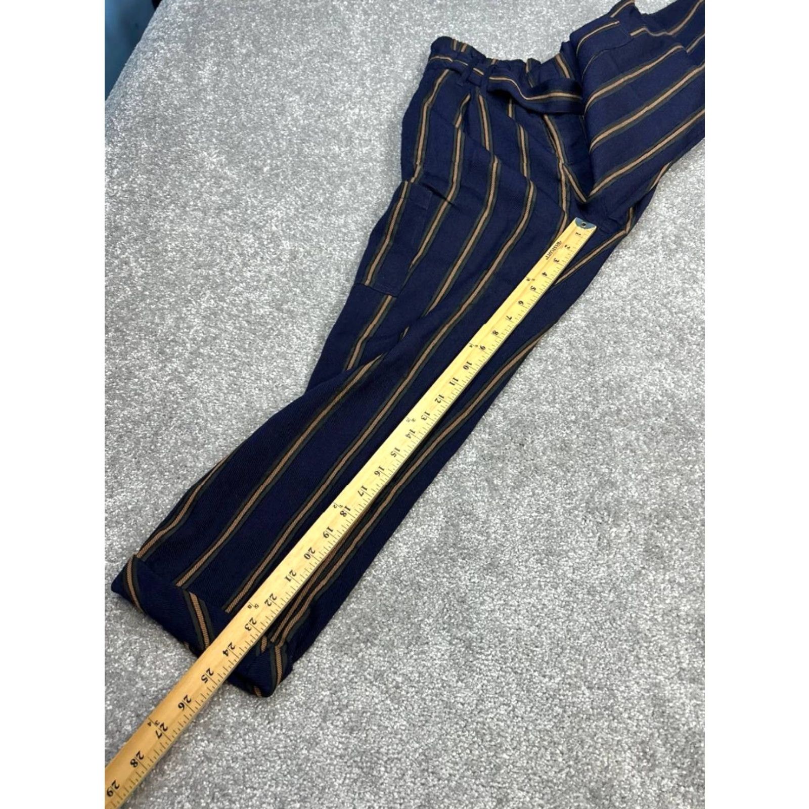 Free People Free People Brody Cropped Pants Womens 29 Blue Striped Belted High Rise Tapered Size 29" - 5 Thumbnail