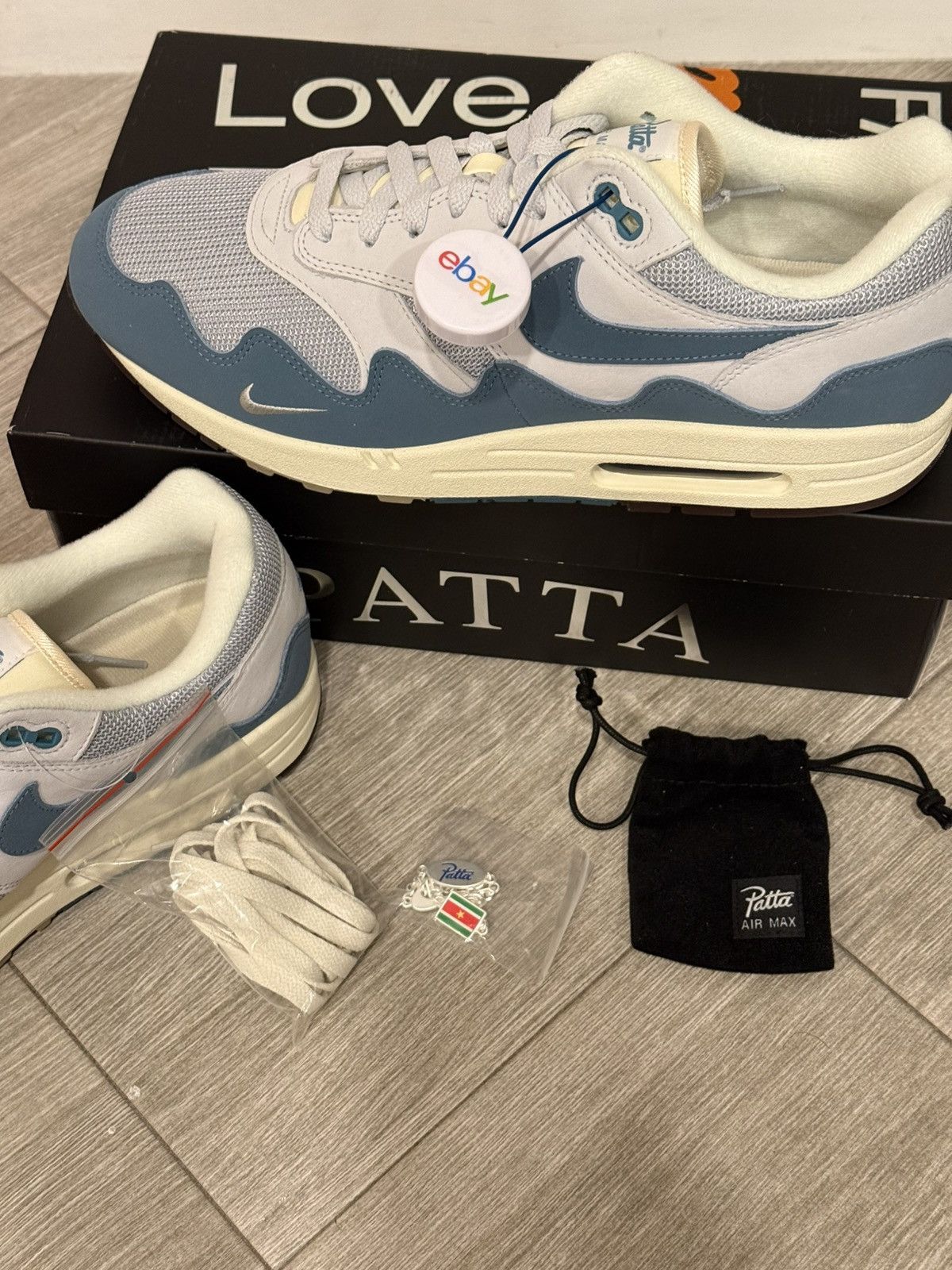Nike × Patta Patta Nike Air Max 1 Noise Aqua Silver Pure Platinum Sz 12 Size US 12 / EU 45 - 9 Thumbnail