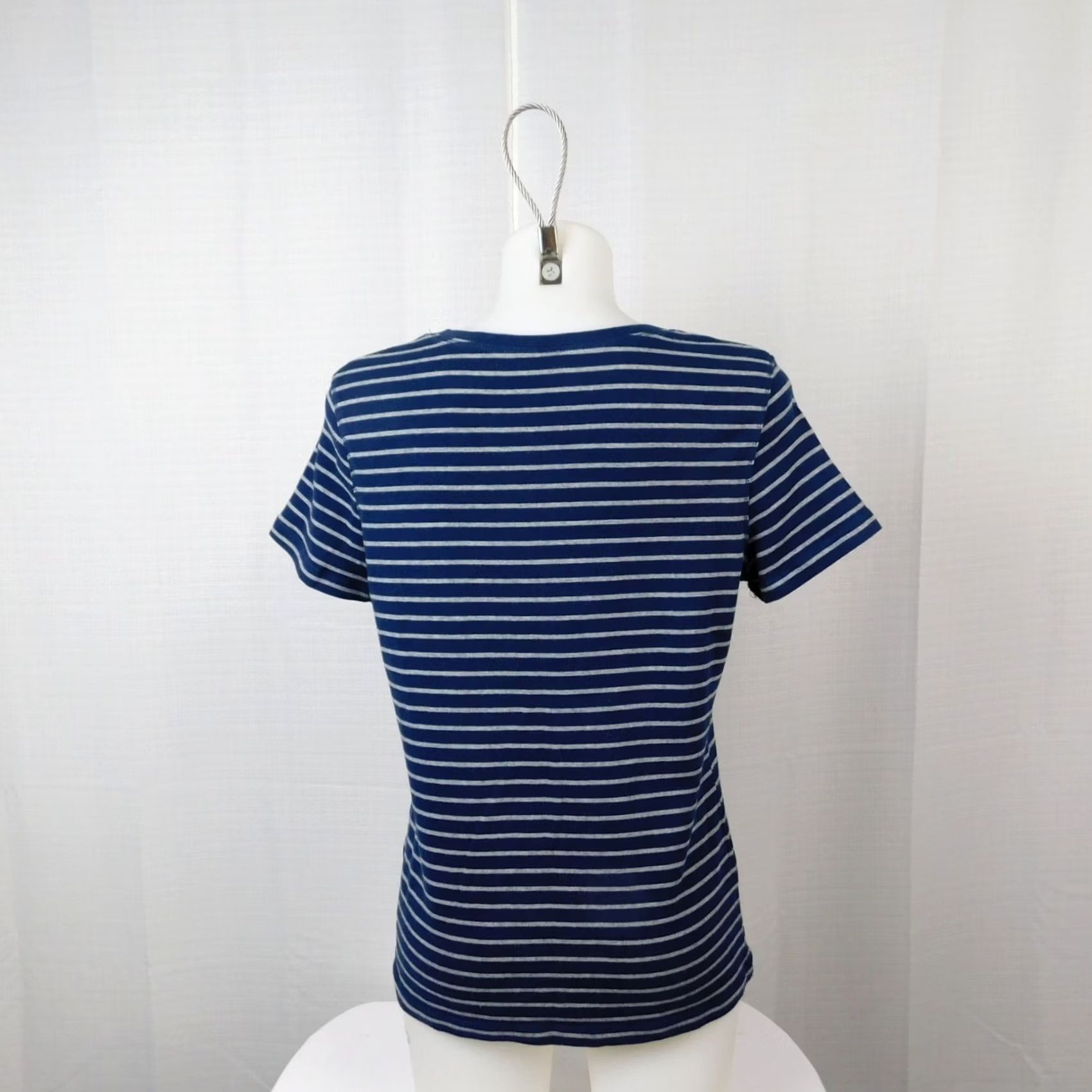 Faded Glory Faded Glory T-Shirt Short Sleeve Crew Navy Stripe Large Women Adult L Blue Stripe Casual Cotton Blend Knit Relaxed Classic Size L / US 10 / IT 46 - 2 Thumbnail