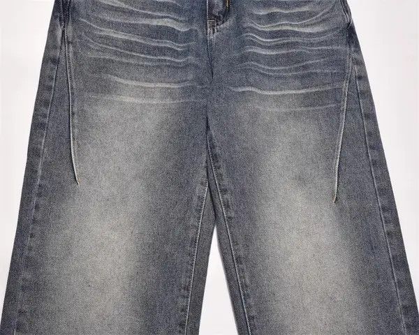 VIBE American retro washed distressed raw edge straight jeans Size US 32 / EU 48 - 6 Thumbnail