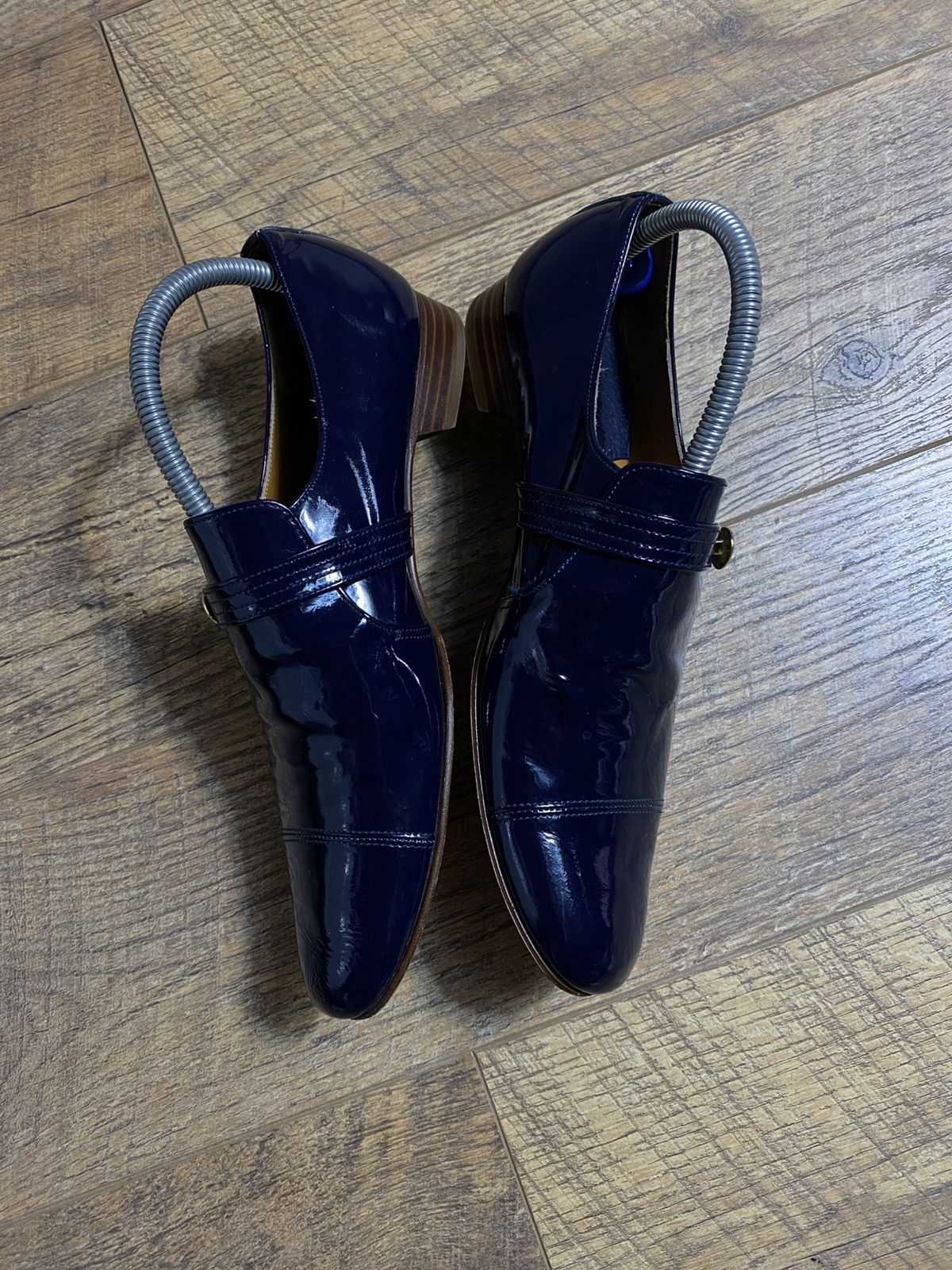 Japanese Brand chausser Loafers Patent Leather Navy Blue Made in Japan Size US 8 / IT 38 - 5 Thumbnail