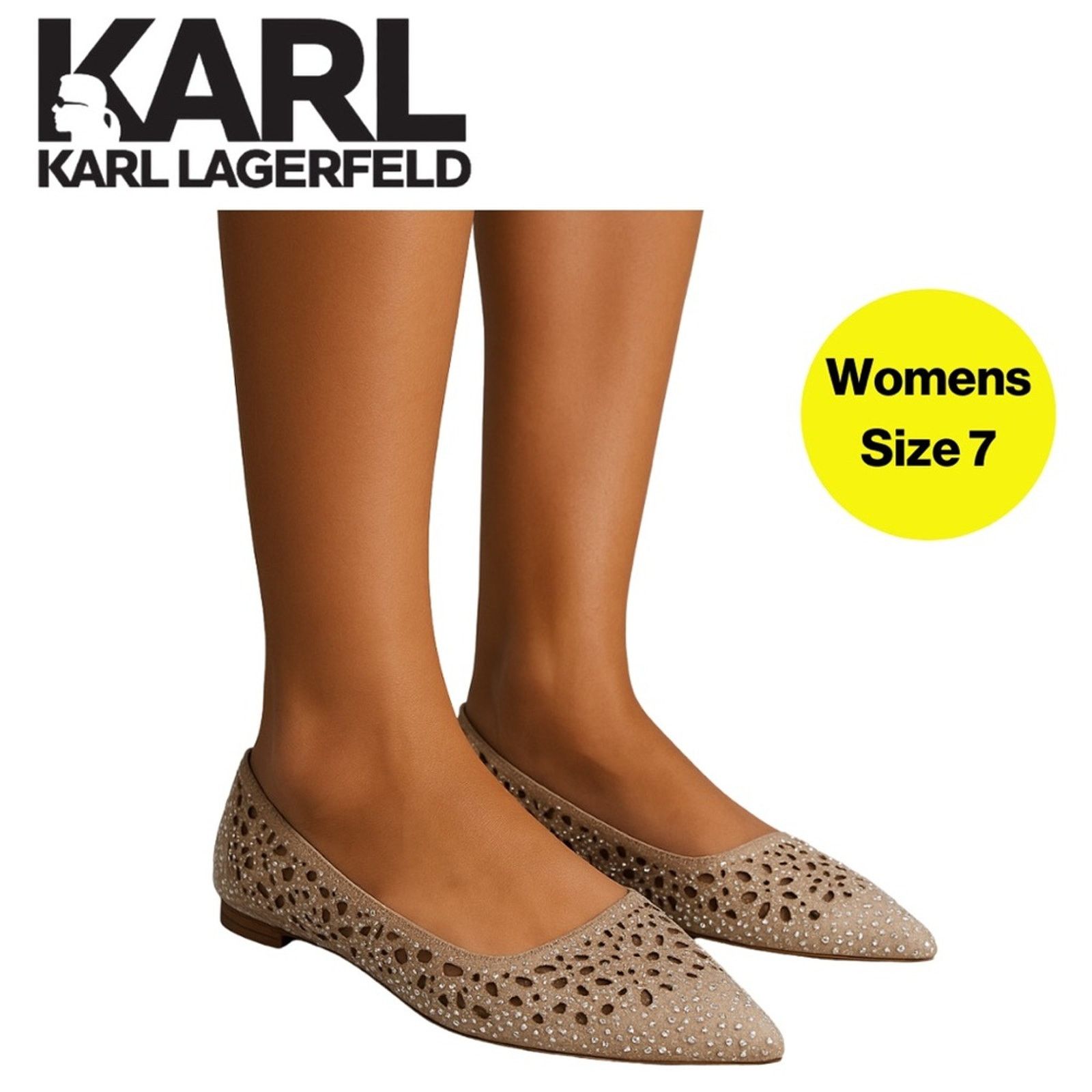 Karl Lagerfeld KARL LAGERFELD Paris: The Nina Diamond Studded Slip-On Flats Size US 7 / IT 37 - 1 Thumbnail