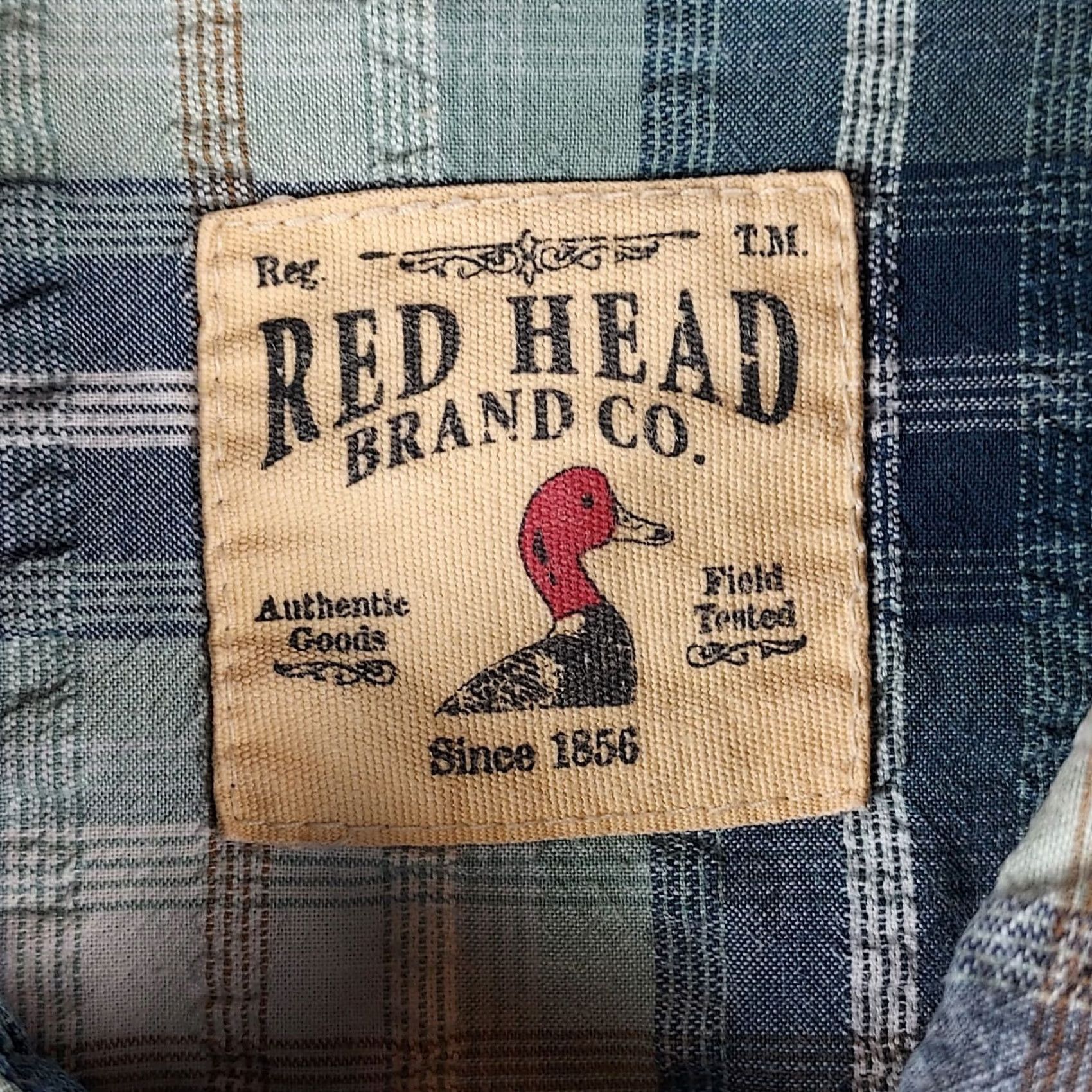Vintage RedHead Shirt XL Blue Cotton Plaid Button-Down Short Sleeve Dress Shirt Mens Size US XL / EU 56 / 4 - 4 Thumbnail