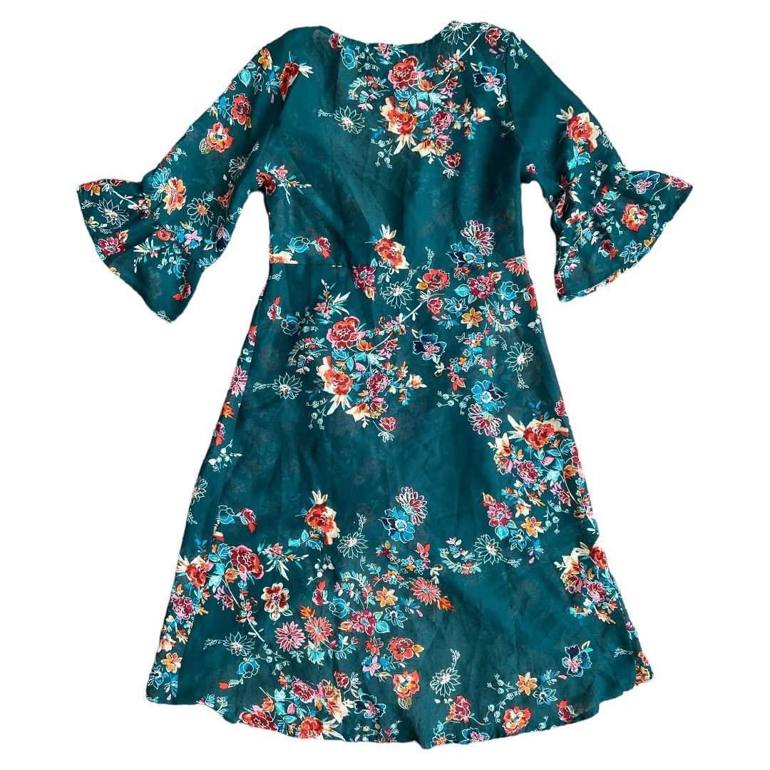 Other Xtraordinary Green Floral Print Short Sleeve Cardigan, M Size M / US 6-8 / IT 42-44 - 3 Thumbnail