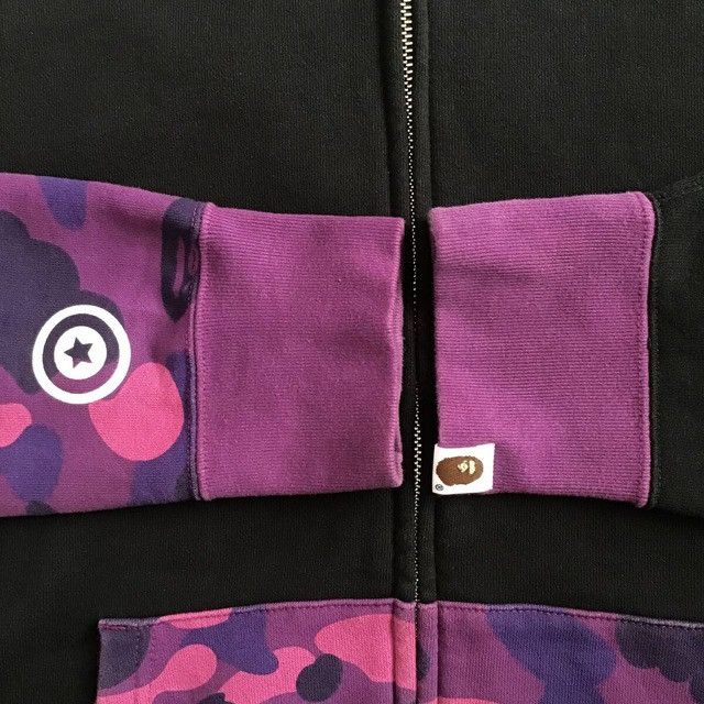 Bape BAPE Black x purple camo shark full zip hoodie a bathing ape Size US M / EU 48-50 / 2 - 6 Thumbnail