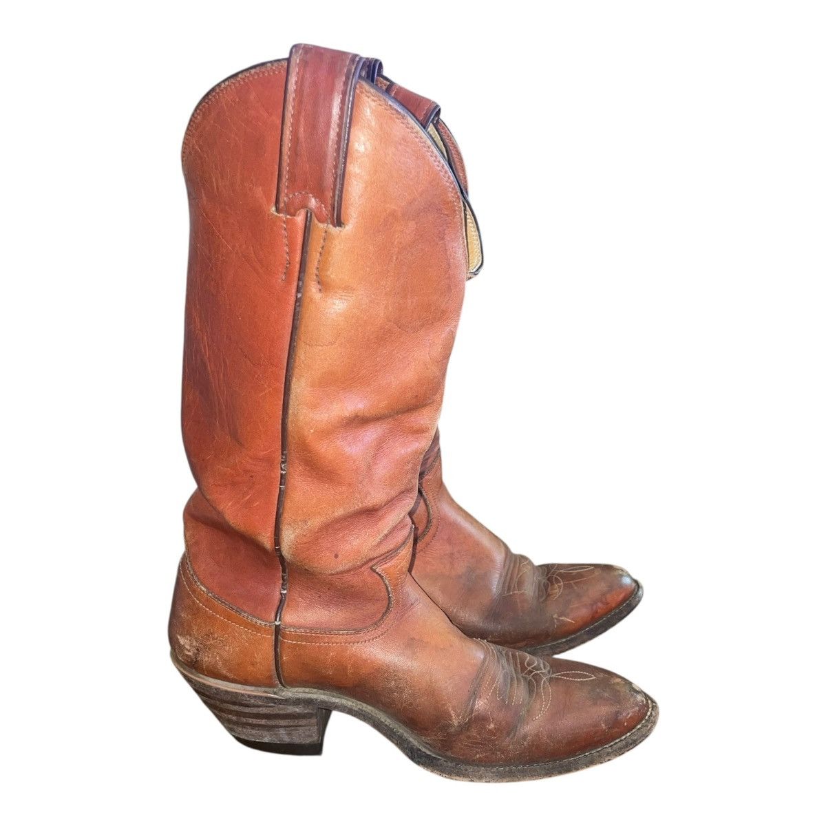 Justin Boots Mens Sz 8 Brown Leather Western Cowboy Brown