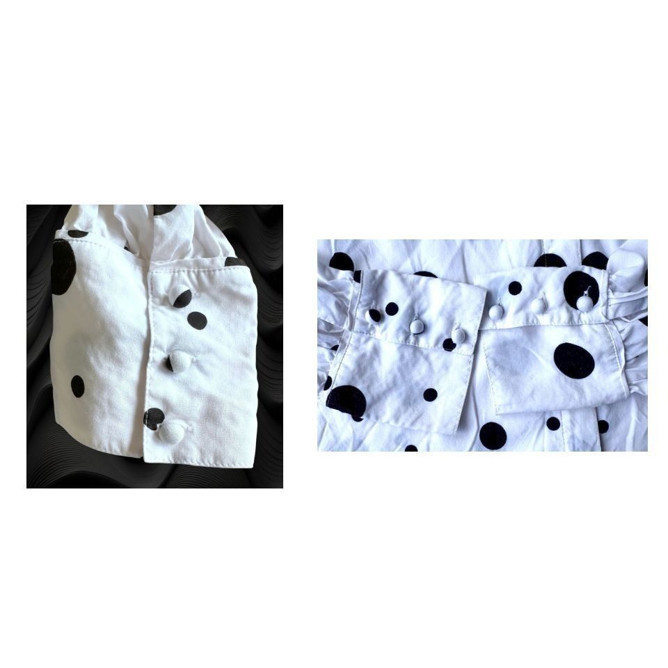 Designer × Vintage Adriano Goldschmied Shirt Sz S White Black Dots Modal Collar Size S / US 4 / IT 40 - 4 Thumbnail