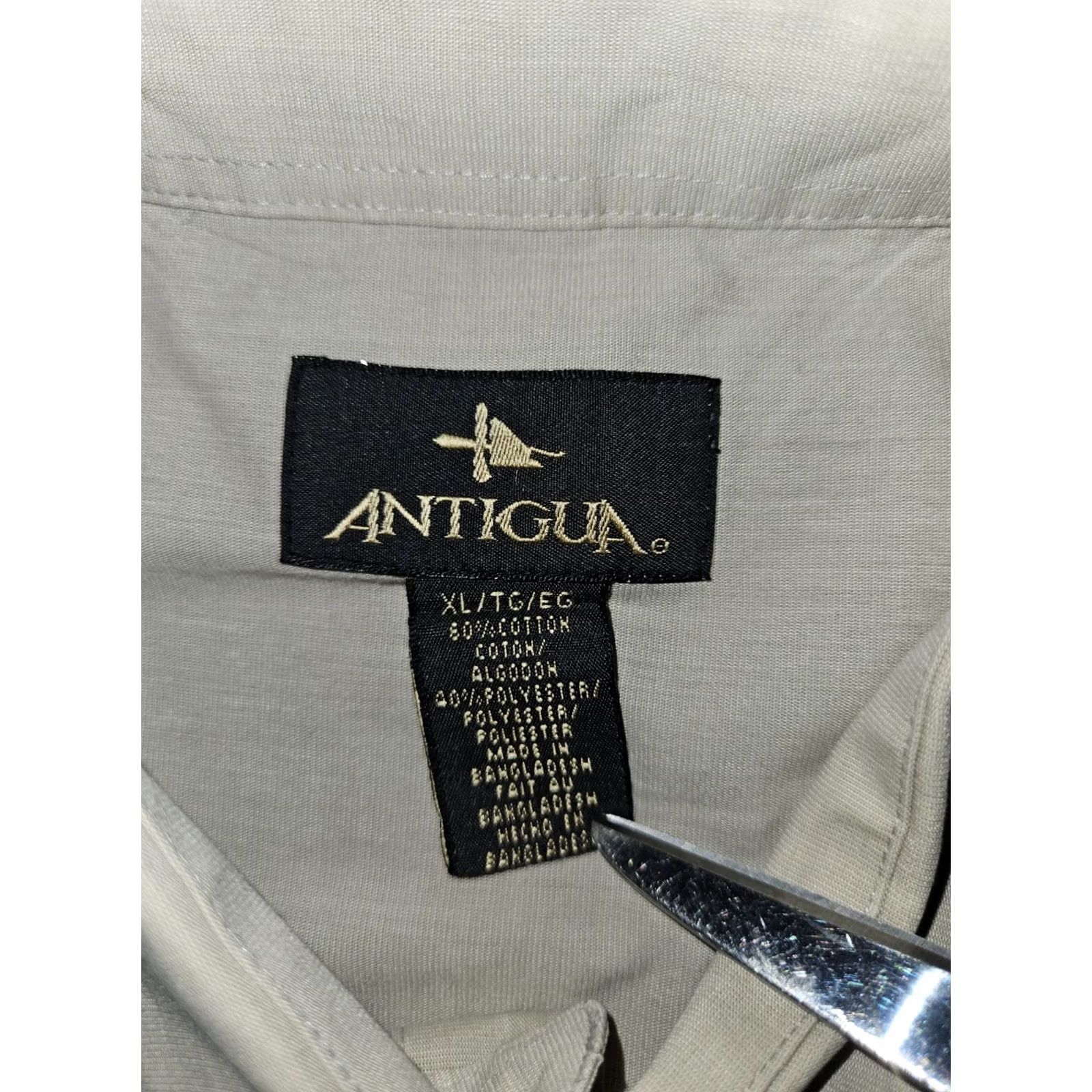Vintage Antigua Button-Down Shirt Men's XL Tan Long Sleeve KU Jayhawks Embroidered Shirt Size US XL / EU 56 / 4 - 2 Thumbnail