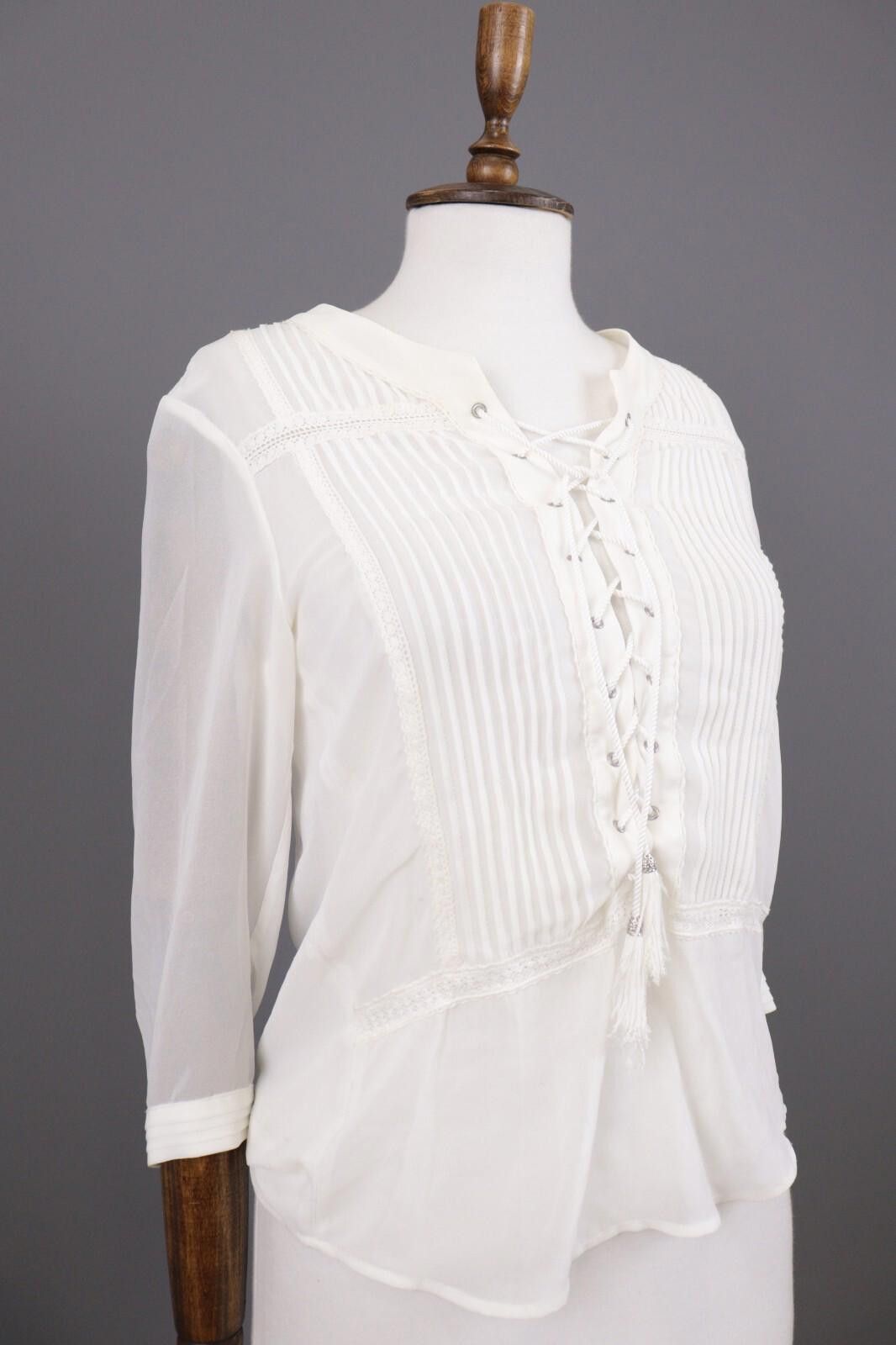 The Kooples The Kooples White Summer Mesh Peasant Shirt Size M Size M / US 6-8 / IT 42-44 - 6 Thumbnail