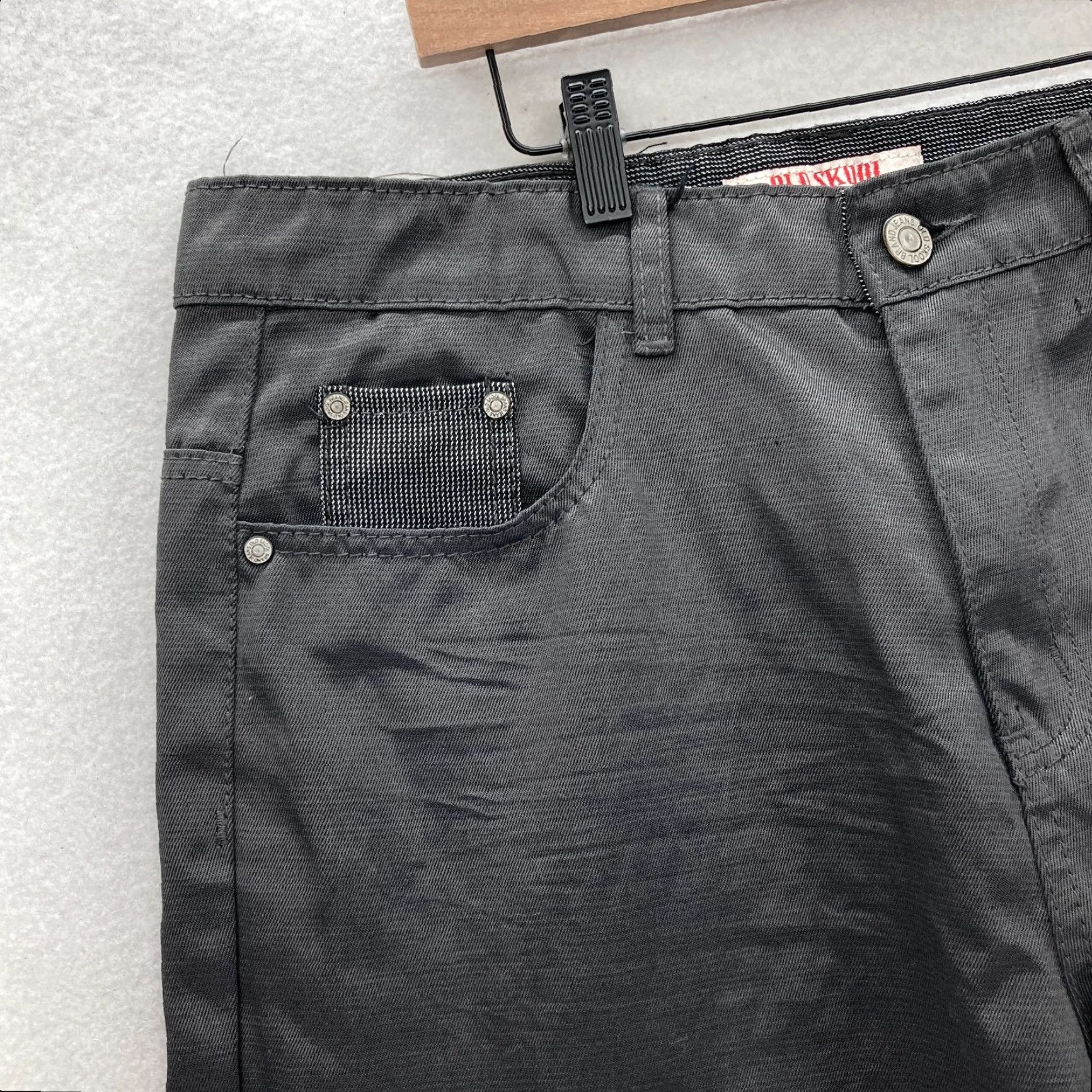 Vintage Old Skool Jeans Mens 36x32 Straight Leg Dark Gray Coated Denim Hip Hop Y2K City College Hip Hop Skater Jeans Mens Regular 36 Dark Gray Size US 36 / EU 52 - 3 Thumbnail