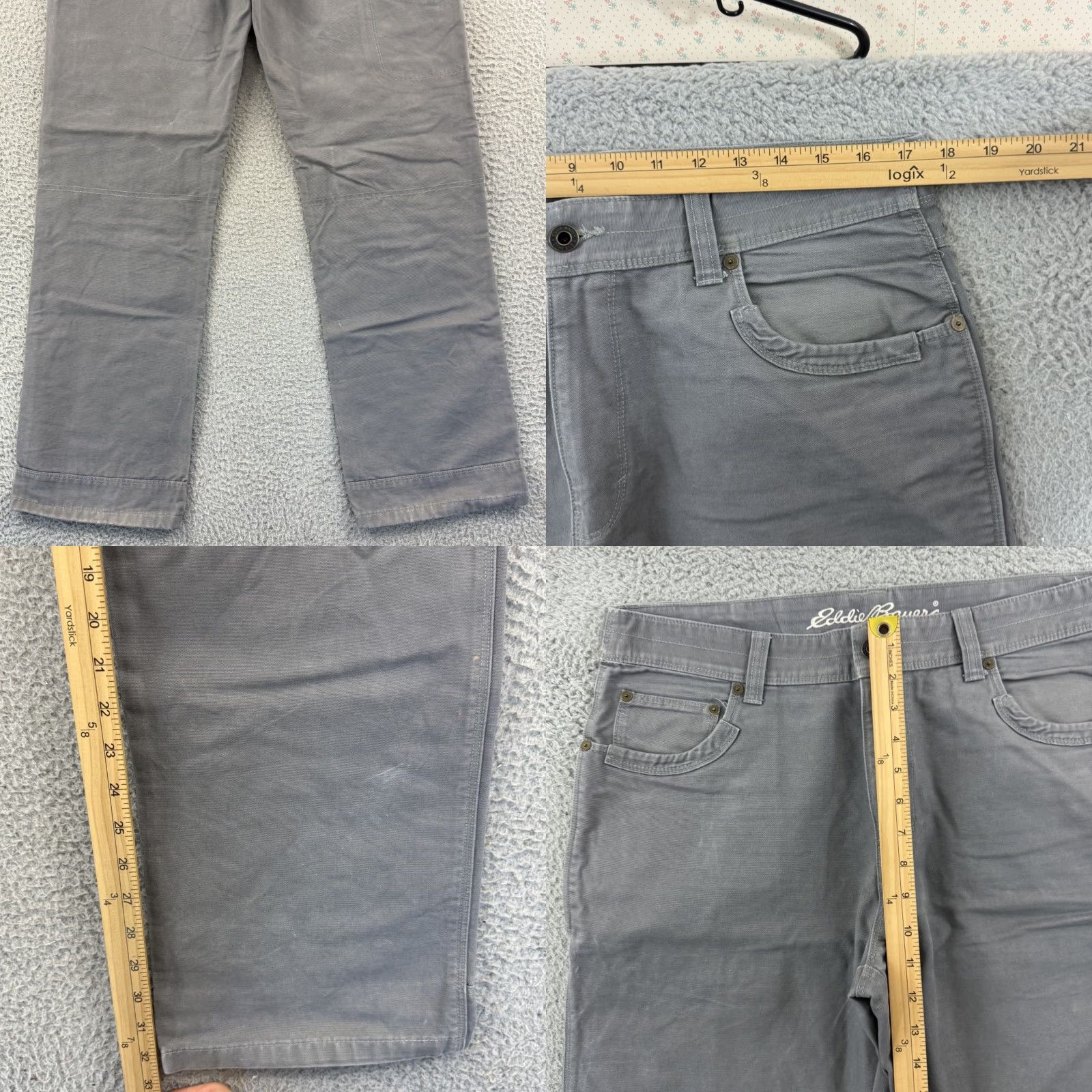 Eddie Bauer Eddie Bauer Pants Mens 34x32 Gray Double Knee Relaxed Fit Workwear Zip Shirt Size US 34 / EU 50 - 8 Thumbnail