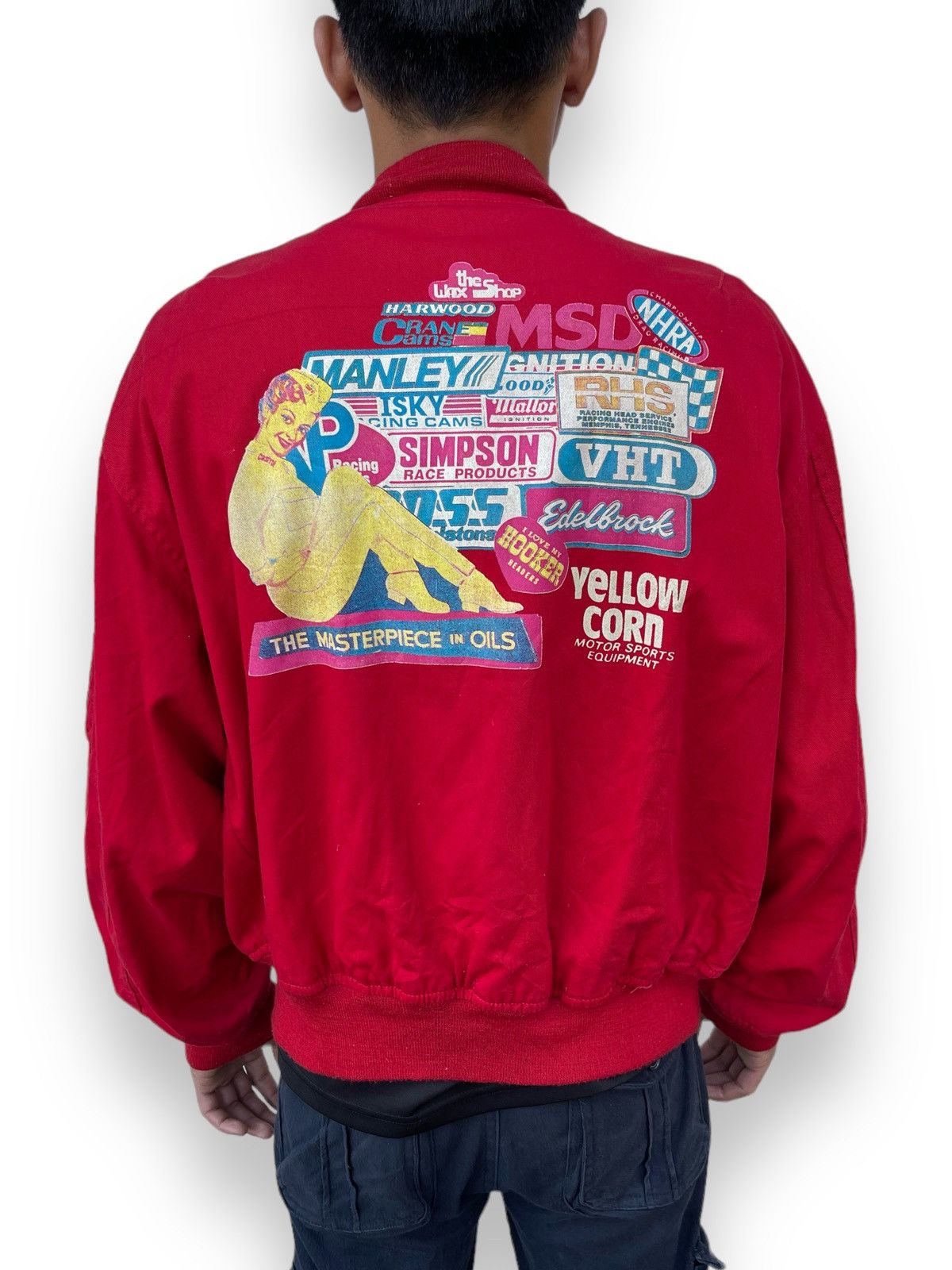 YELLOW CORN 🔥VINTAGE 90'S YELLOW CORN FULL PATCHES RACING BOMBER JACKET Size US L / EU 52-54 / 3 - 8 Thumbnail