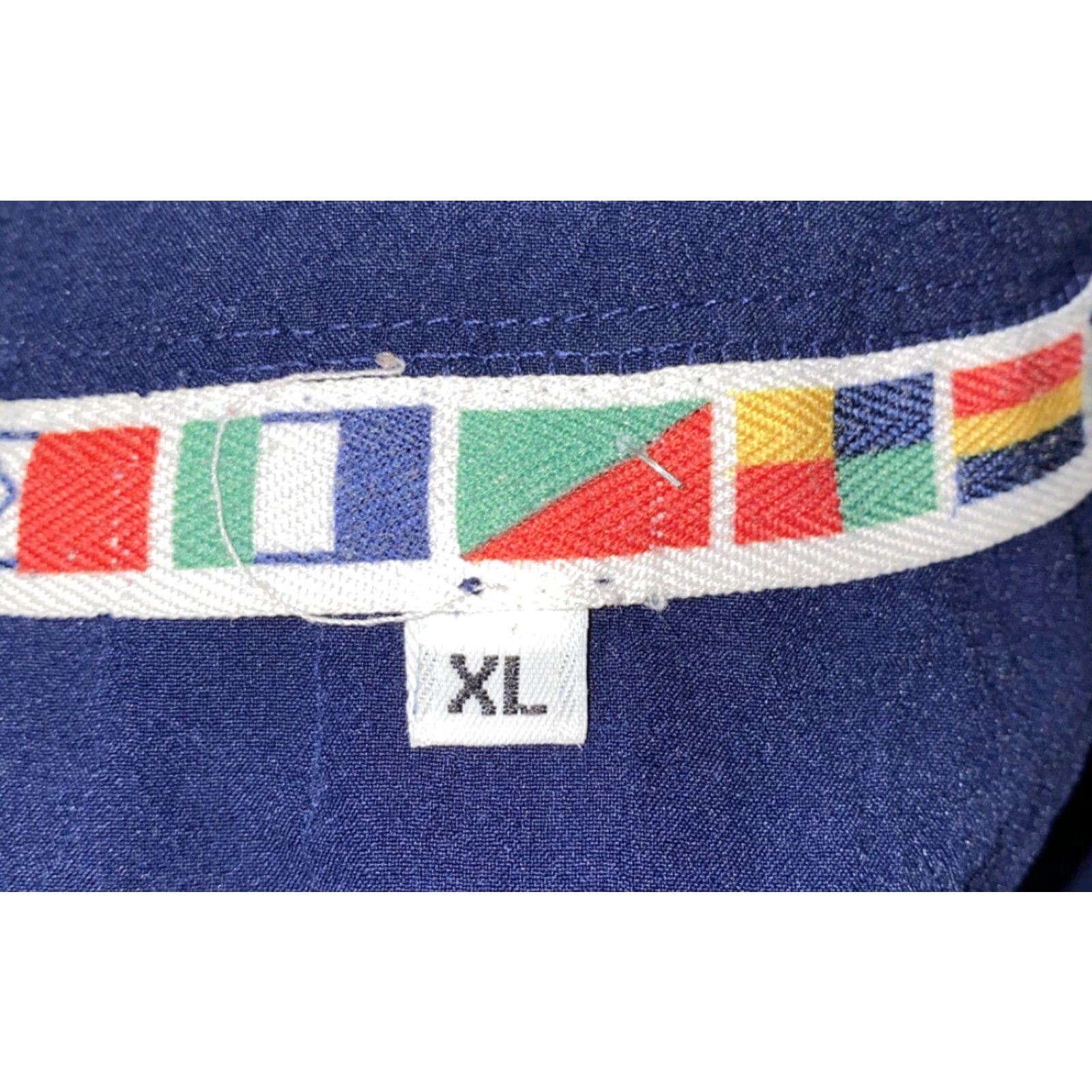Vintage Men's Long Sleeve Cotton Shirt XL Blue Flag/Boat Casual 1/2 Button Front Size US XL / EU 56 / 4 - 6 Thumbnail