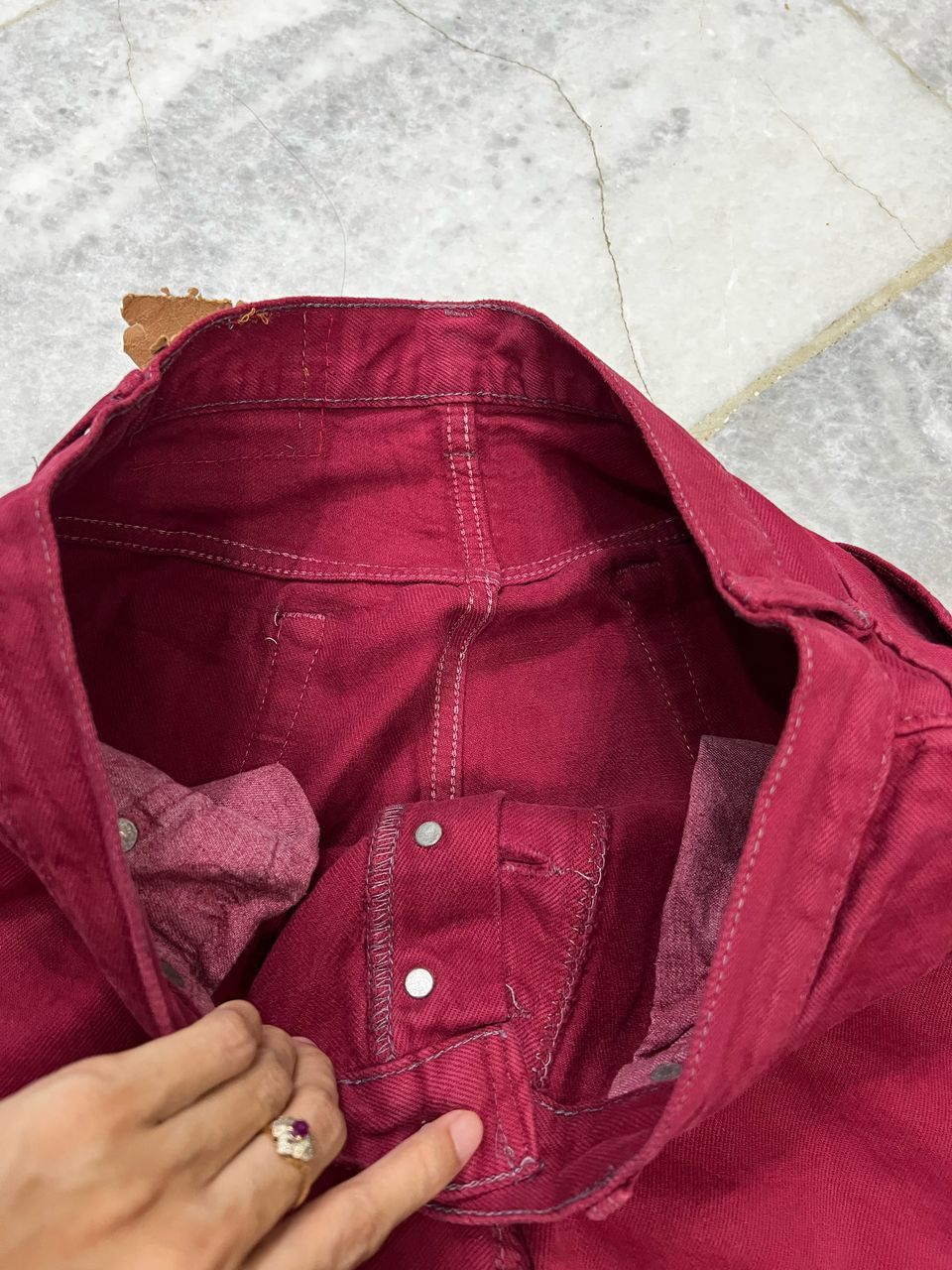 Levi's × Vintage Vintage 80’s Levis 501 Maroon Colour Size US 32 / EU 48 - 10 Thumbnail