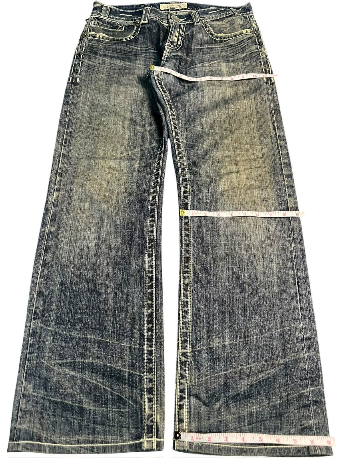 Fubu Vintage Japanese Brand Mud Wash Embroidered Baggy Jeans Size 35" - 8 Thumbnail