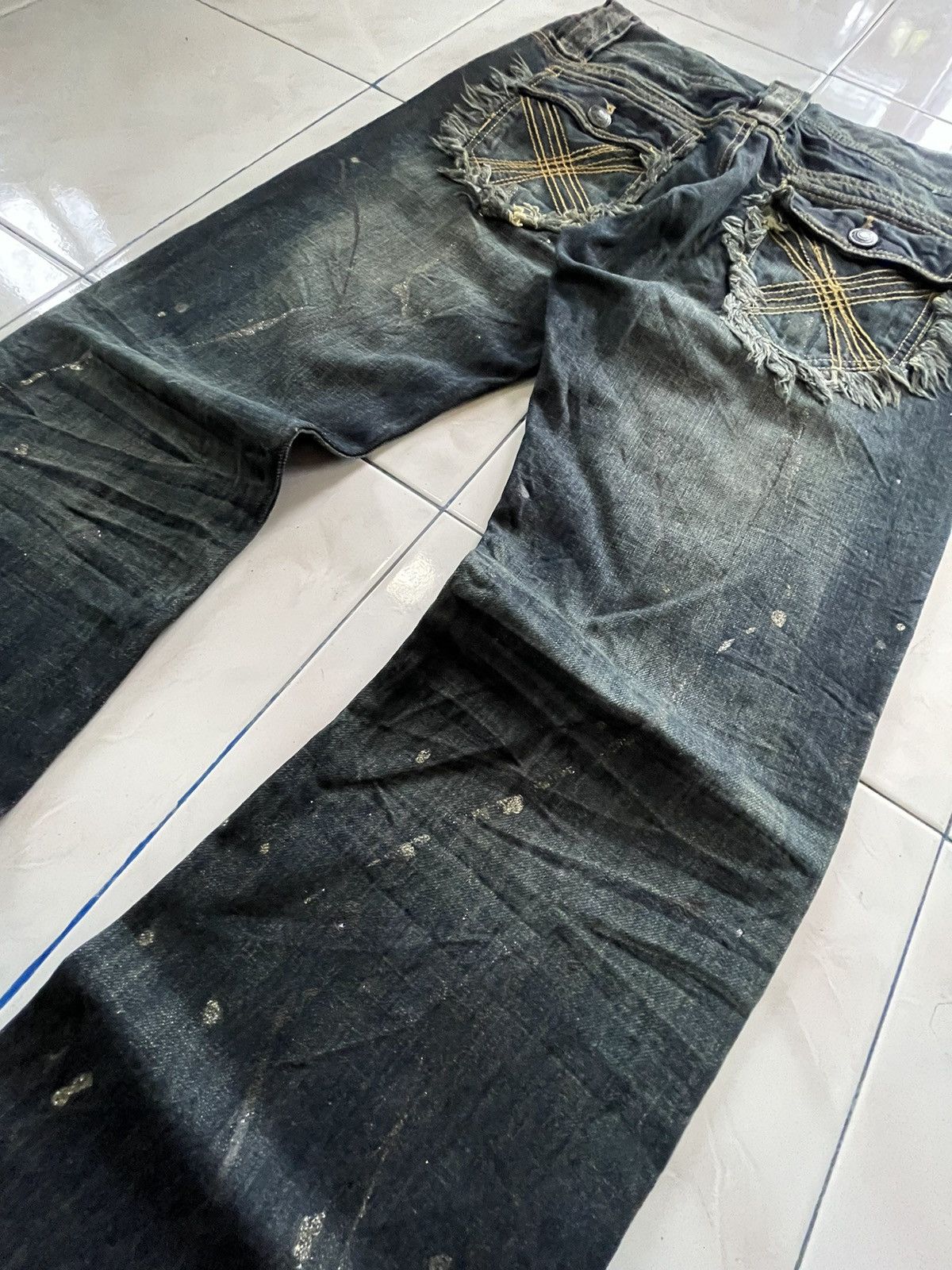 If Six Was Nine Shredded Studded Distressed Painter Japanese Brand Jeans Size US 32 / EU 48 - 3 Thumbnail