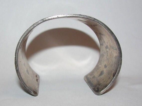 Designer Sterling Silver Etched Massive Mexican Cuff Bracelet Unisex Size ONE SIZE - 3 Thumbnail