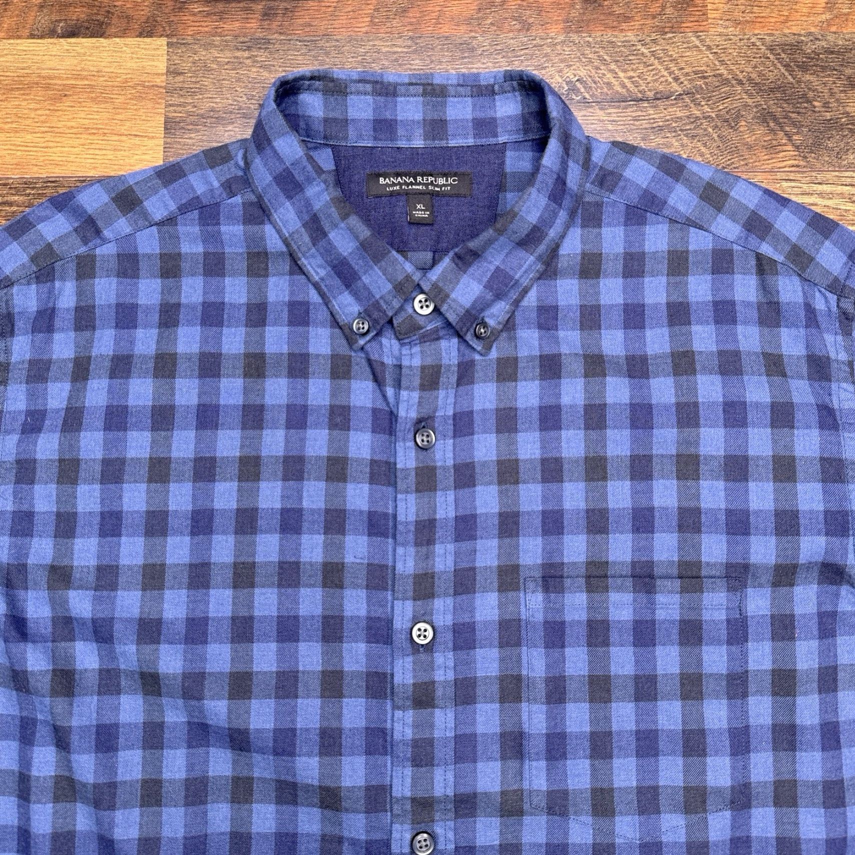 Banana Republic Banana Republic Shirt Mens XL Blue Slim Button-Up Check Flannel Size US XL / EU 56 / 4 - 5 Thumbnail