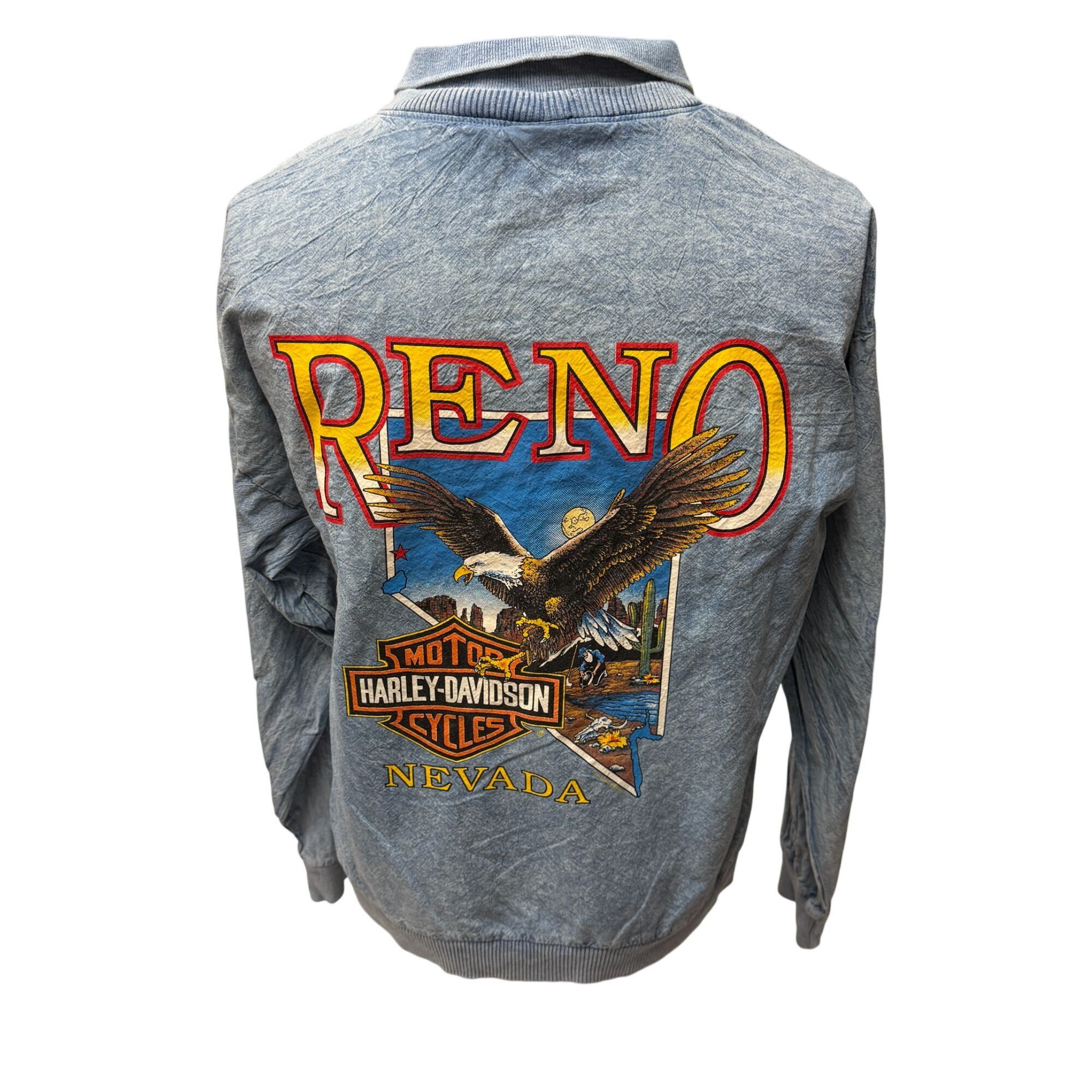 Harley Davidson 90’s H-D Motorcycle RENO Nevada BIKER Stone Wash PULLOVER M Size US M / EU 48-50 / 2 - 4 Thumbnail