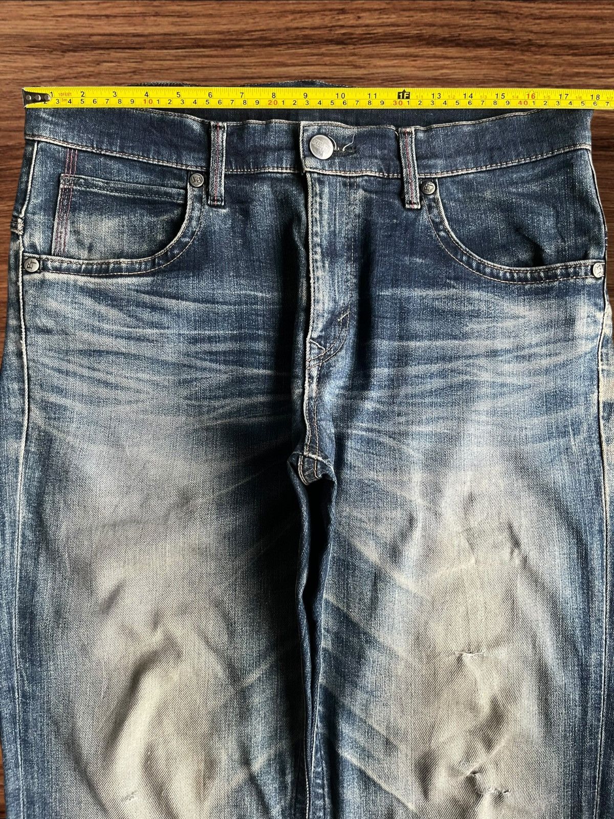Edwin Vintage Japanese Brand Mud Blue Faded Washed Straight Jeans Size US 34 / EU 50 - 10 Thumbnail