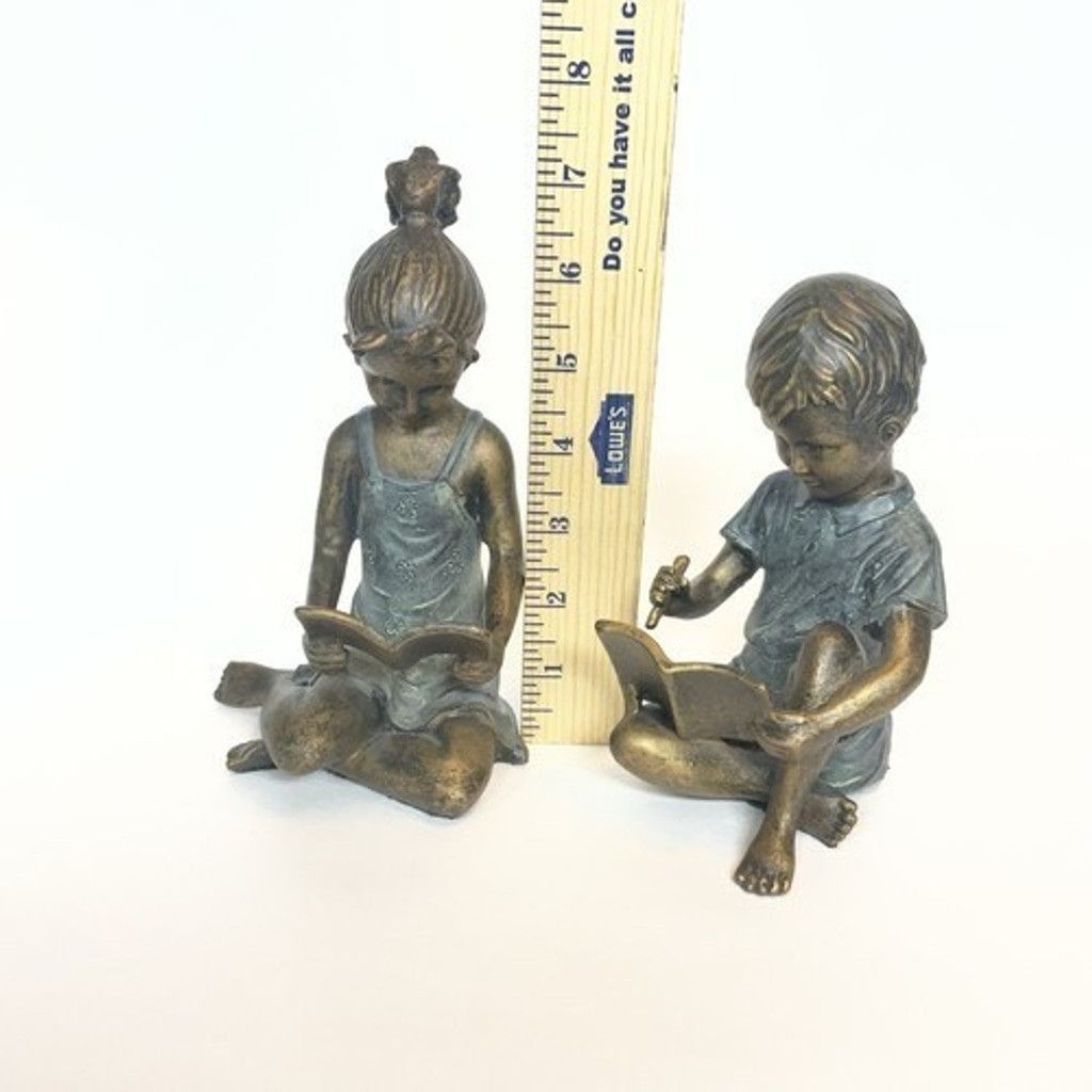 Other VTG SPI Home Pair of Cast Brass Boy & Girl Sculptural 7" Tal Size ONE SIZE - 7 Thumbnail