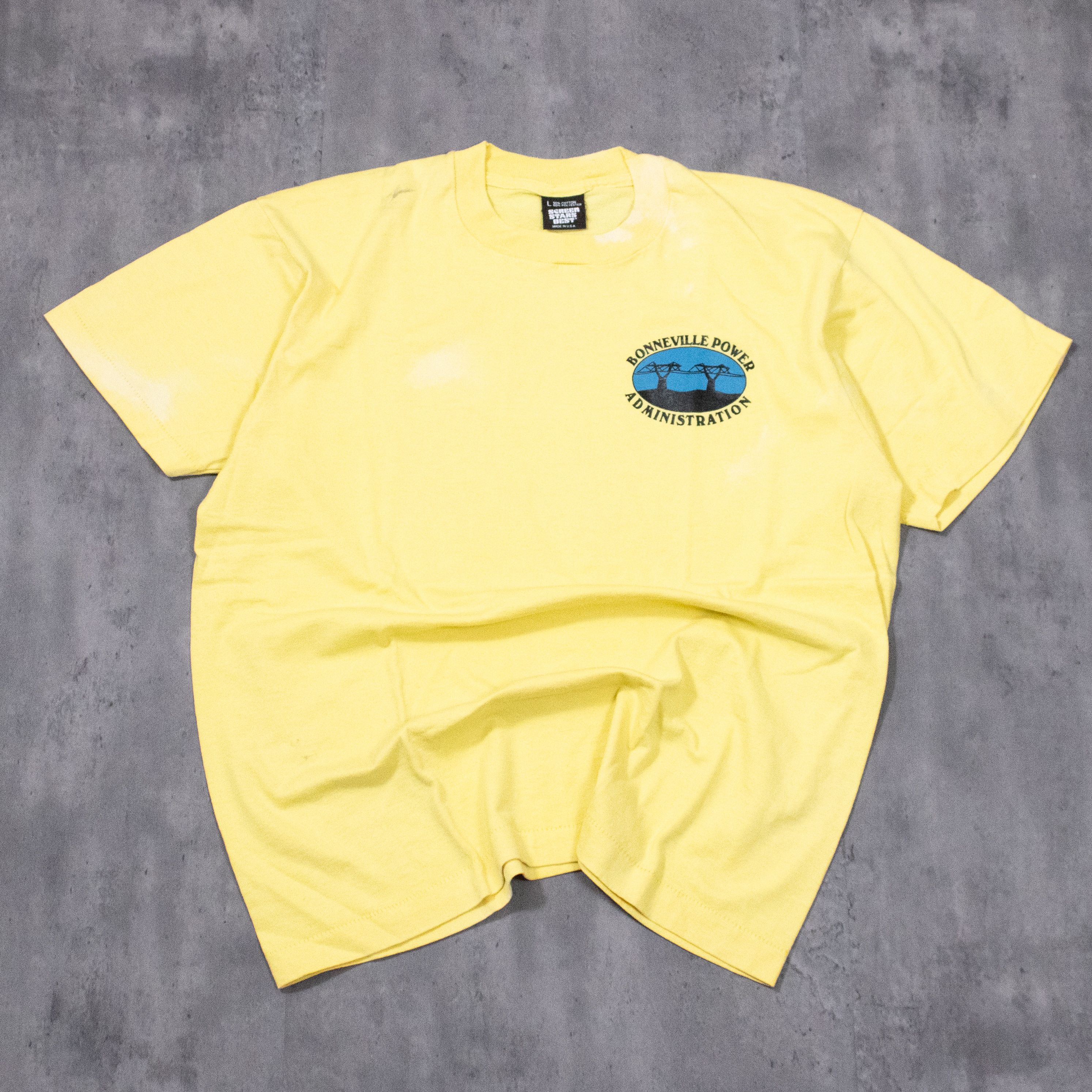 Vintage Vintage 1990’s Bonneville Power Single Stitch Yellow Tee Size US L / EU 52-54 / 3 - 3 Thumbnail