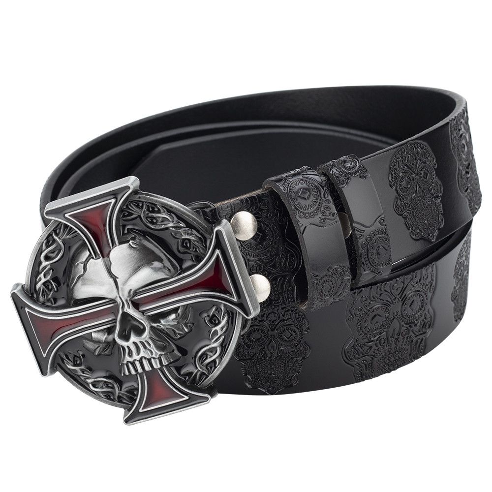 Designer Skull Dark Vintage Belt Riveted Belts Menswear Accessories Size ONE SIZE - 4 Thumbnail