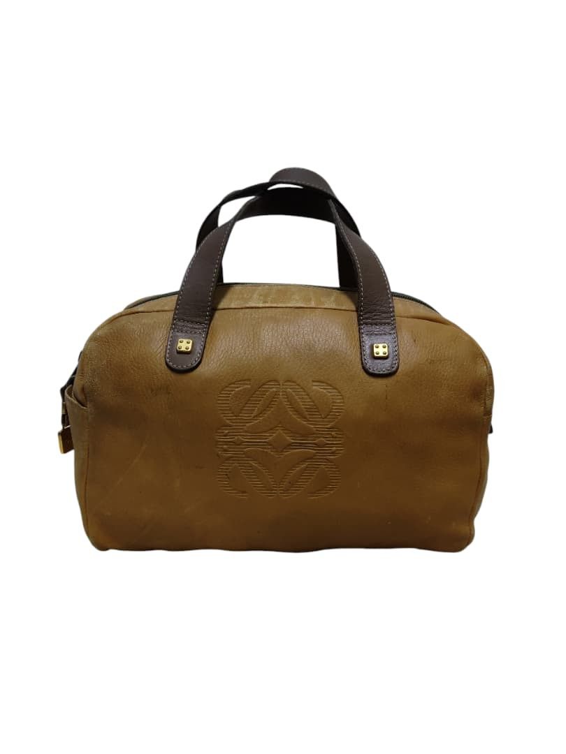 Loewe VINTAGE LOEWE Anagram Leather Handbag Boston Bag Brown Camel Size ONE SIZE - 1 Thumbnail