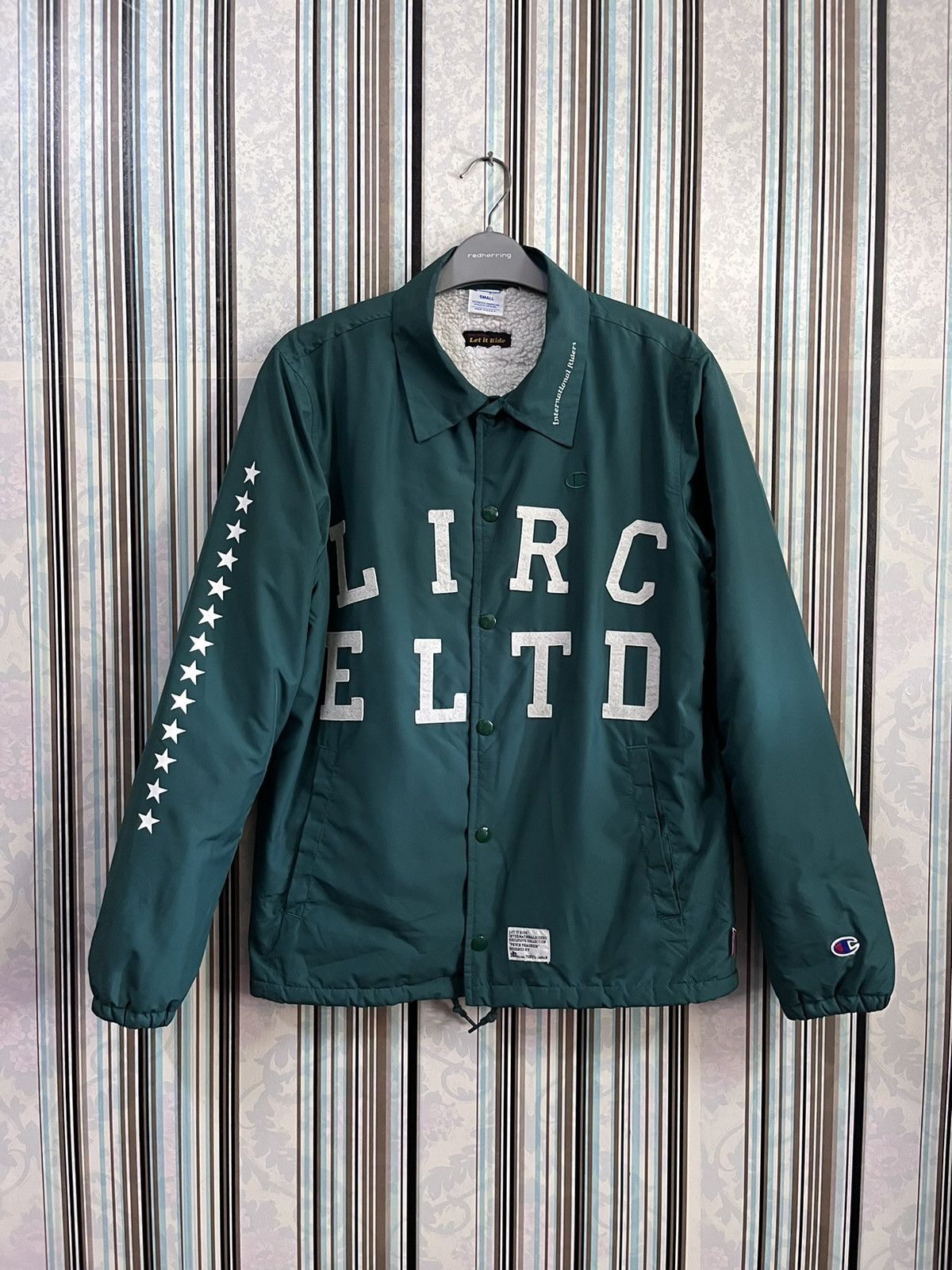 image of Let It Ride X Champion Fleece Jacket F1 in Green, Men's (Size Small)