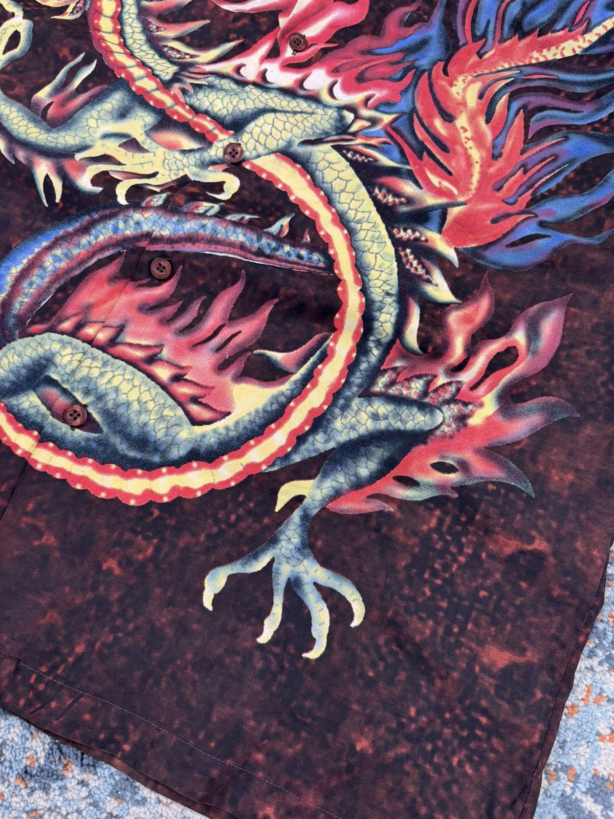 Vintage Vintage 90s Dragon graphic all over print short sleeve shirt Size US XL / EU 56 / 4 - 9 Thumbnail