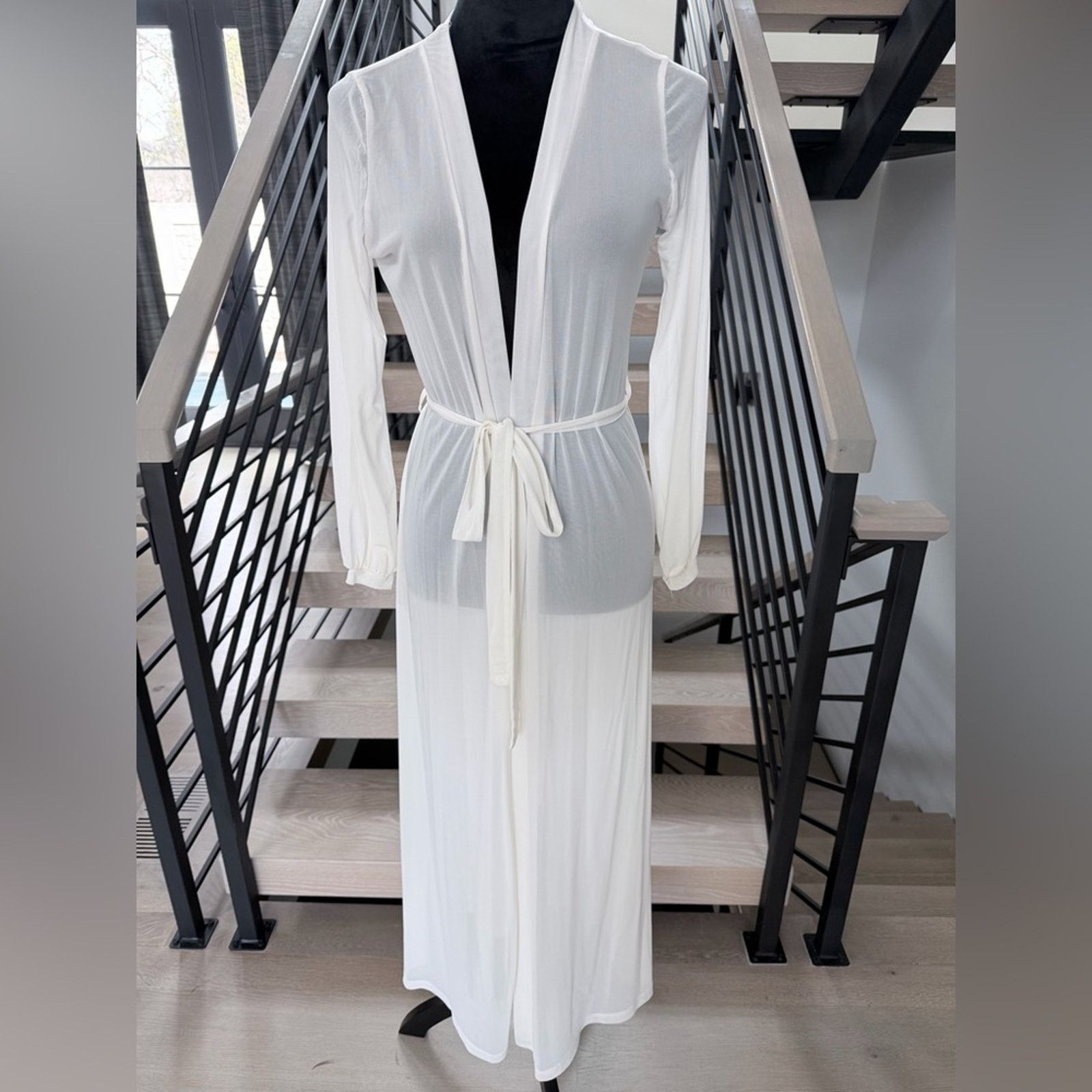 Other White Sheer Maxi Cover Up Lightweight Chiffon Robe one size Size ONE SIZE - 1 Thumbnail