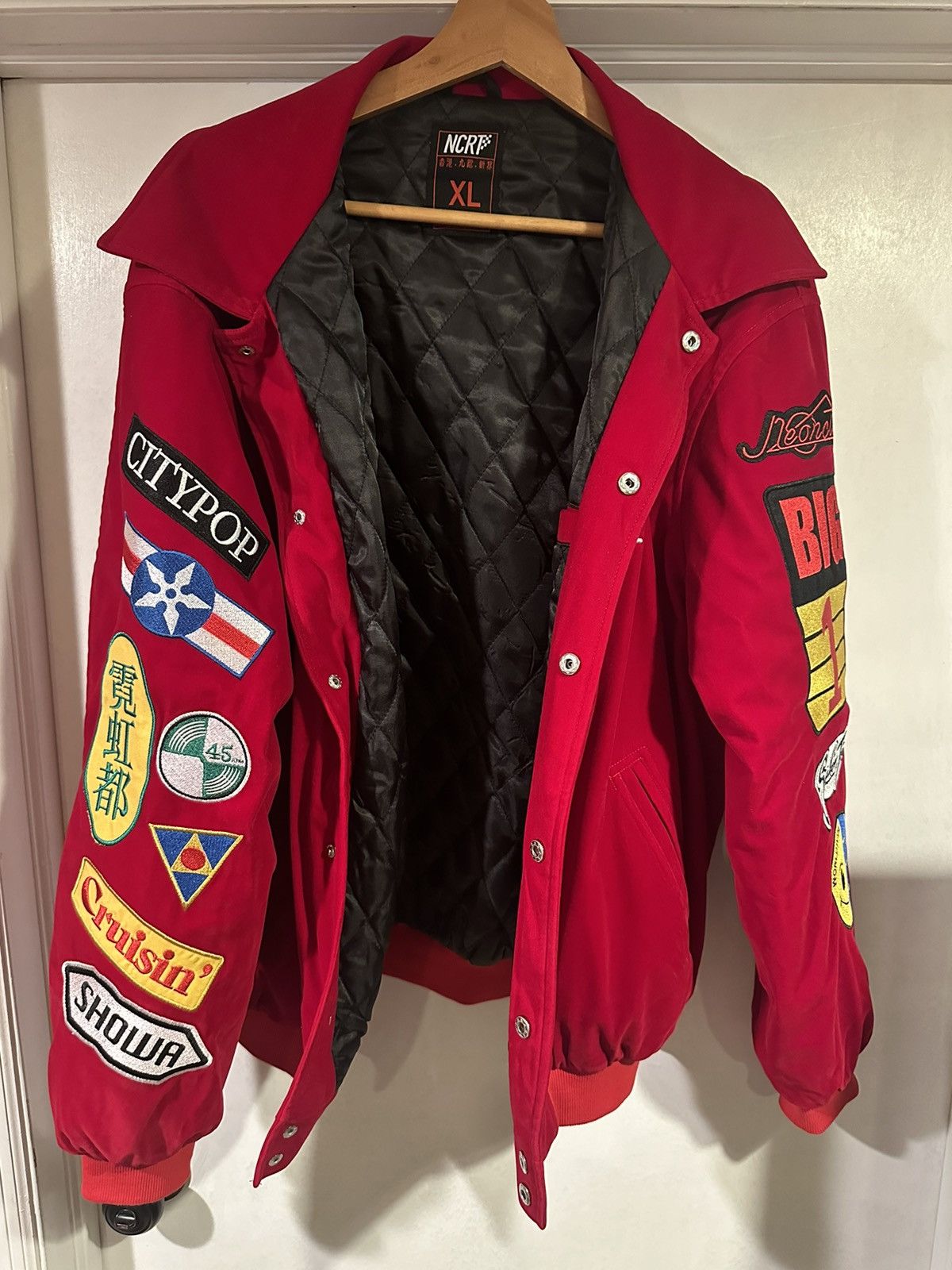 image of Anima x Vintage Ncrt Neo Kowloon Velvet Bomber Jacket in Red, Men's (Size XL)